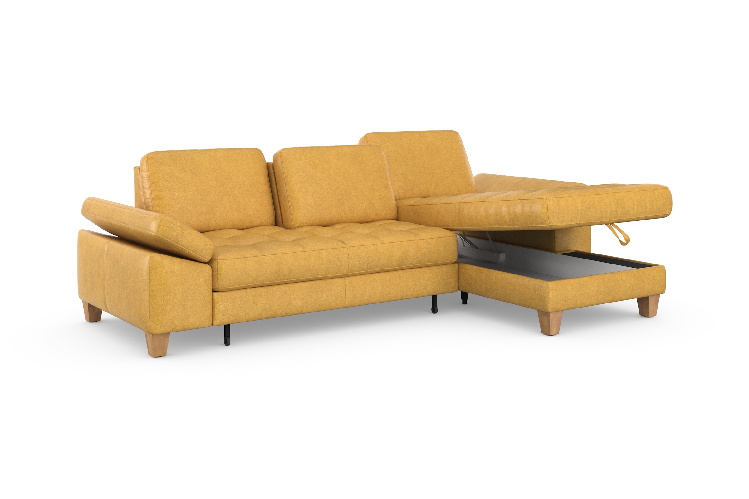 sit&more Ecksofa »Westham L-Form«, mit Recamiere, mit oder ohne Bettfunktion, Bettkasten, Füsse Eiche