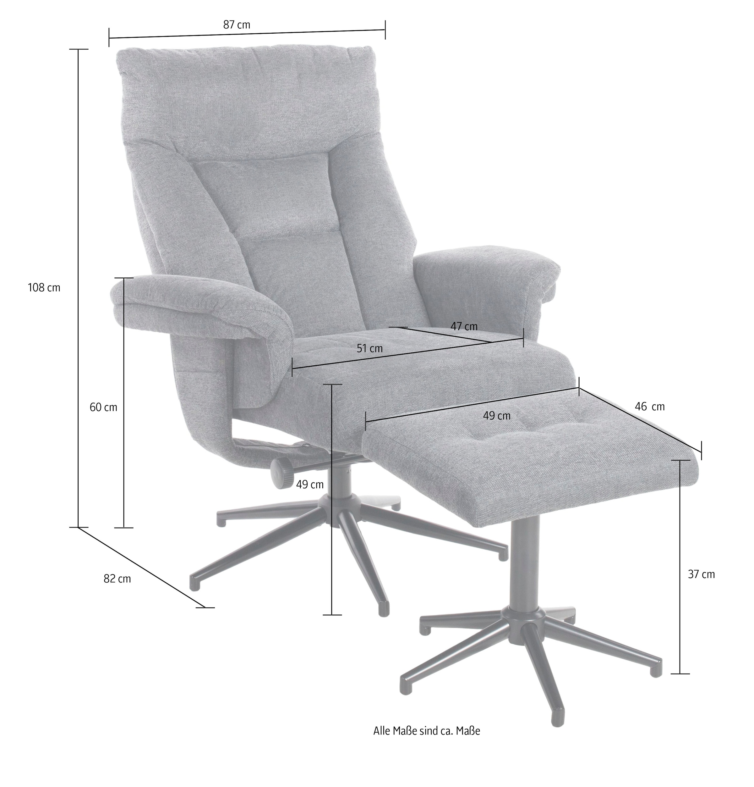 Duo Collection TV-Sessel »Olvera« mit Hocker und Relaxfunktion, 360 Grad drehbar