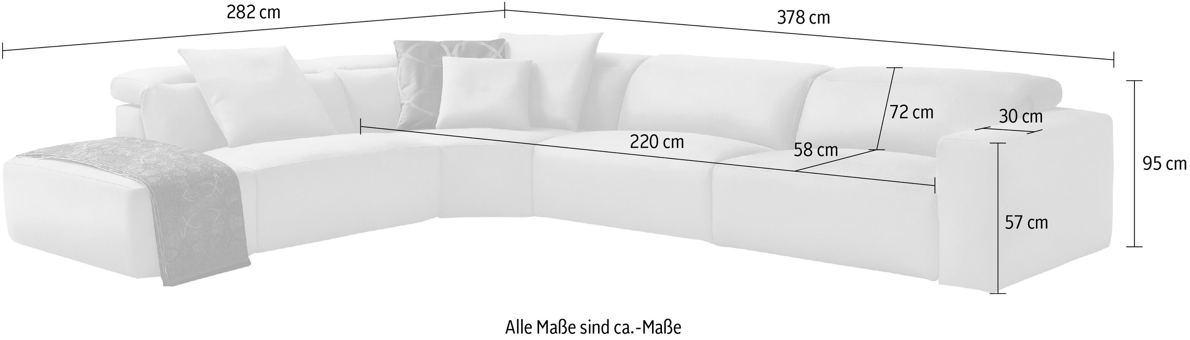 Egoitaliano Ecksofa »Beverly, extravangantes Designsofa mit erstklassigem Sitzkomfort«, wahlweise mit elektrischer Relaxfunktion, Kopfteilverstellung