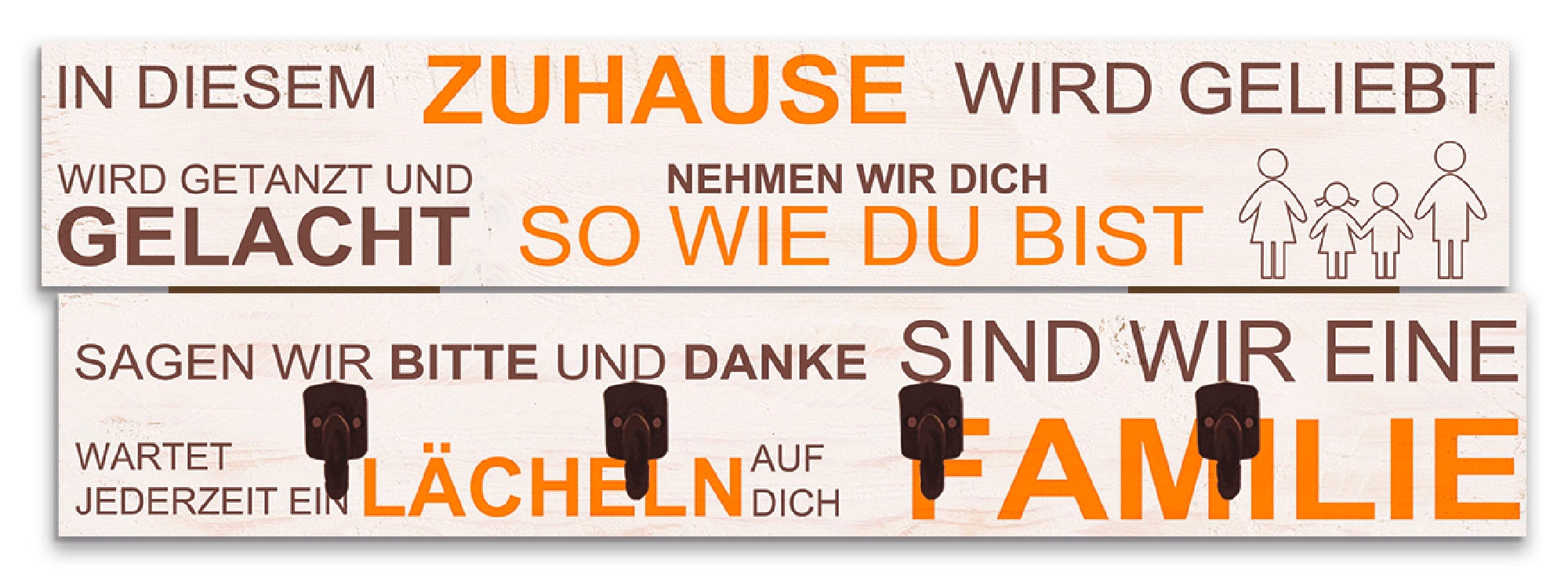 Image of Artland Garderobenleiste »In diesem Zuhause - beige«, platzsparende Wandgarderobe aus Holz mit 4 Haken, geeignet für kleinen, schmalen Flur, Flurgarderobe bei Ackermann Versand Schweiz