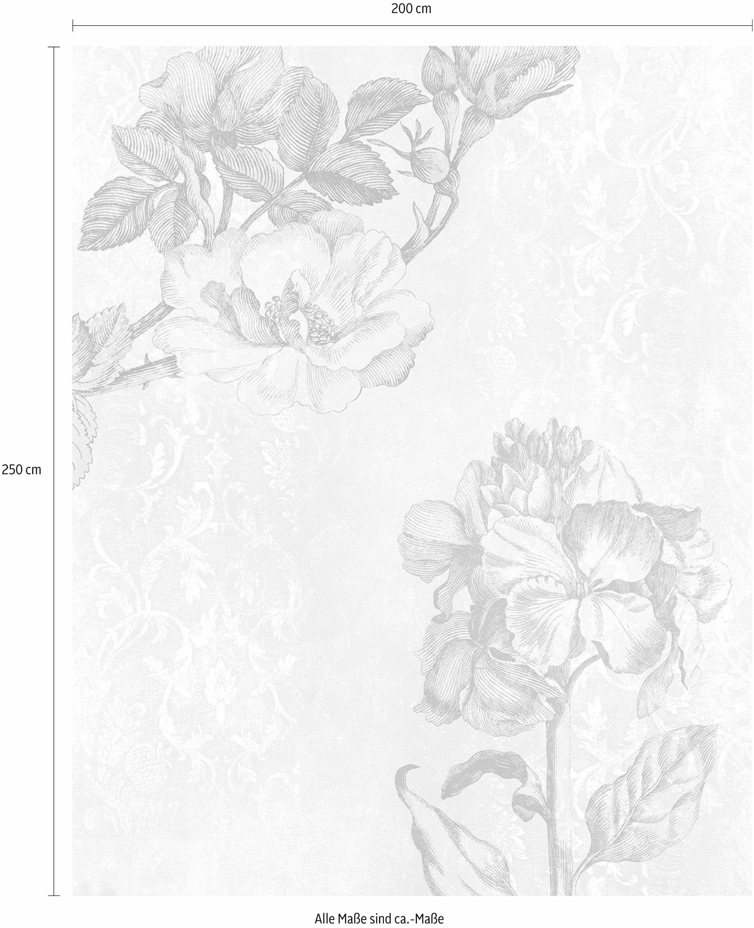 Komar Vliestapete »Digitaldruck Vlies -  Baroque Grey - Grösse 200 x 250 cm« bedruckt glatt Wohnzimmer, Schlafzimmer