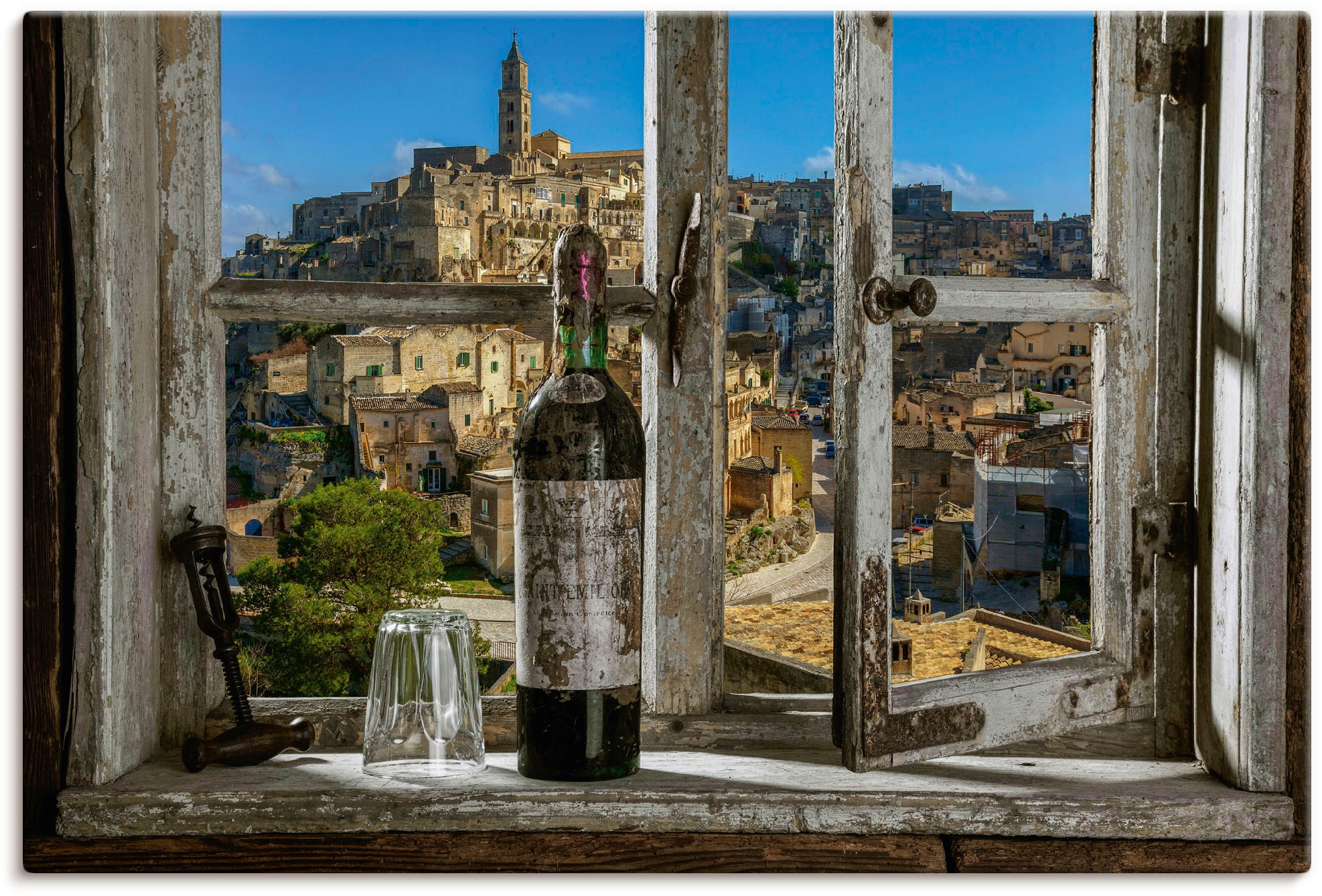 Image of Artland Wandbild "Blick aus dem Fenster Matera, Italien" Fenster & Türen 1 Stk. tlg. als Alubild, Leinwandbild, Poster in verschied. Grössen