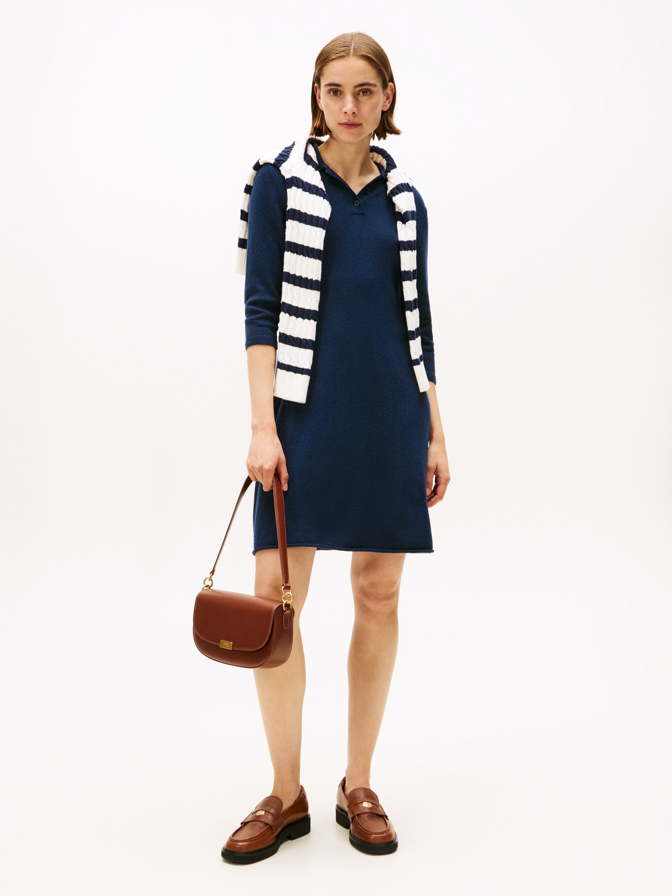 Tommy Hilfiger Strickkleid »SOFT WOOL HALF SL F&F POLO DRESS«, aus reiner Wolle