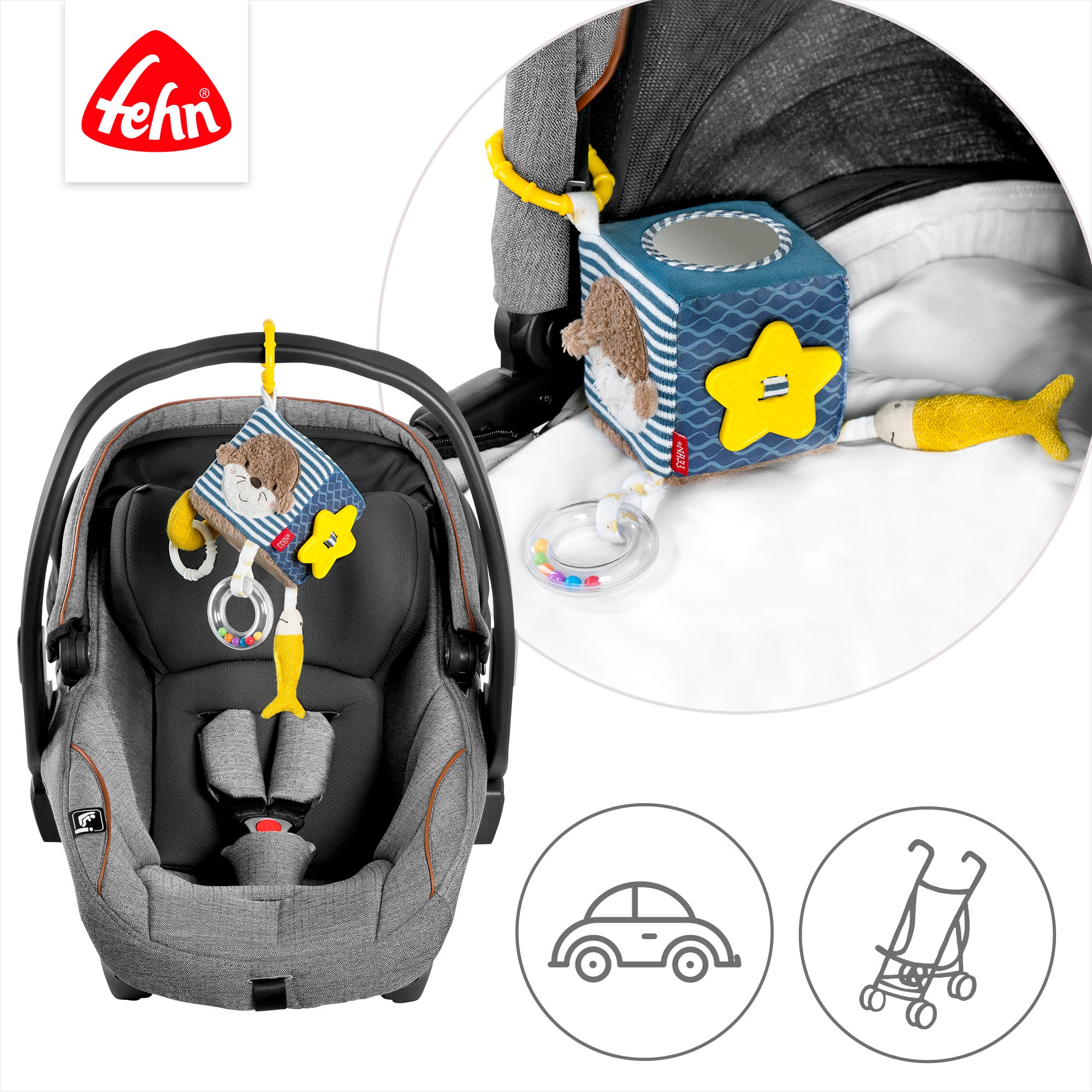 Fehn Greifspielzeug »Otter Theo, Activity-Würfel Otter« mit Befestigungsring