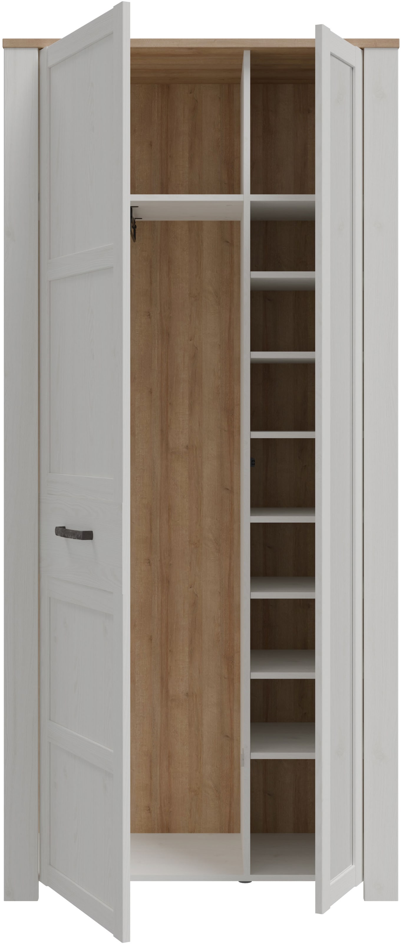 FORTE Armoire vestiaire »Garderobenschrank, Höhe 205,4cm, Spiegel, Soft Close, Push to Open« L/H/P 94,4/205,4/42 cm