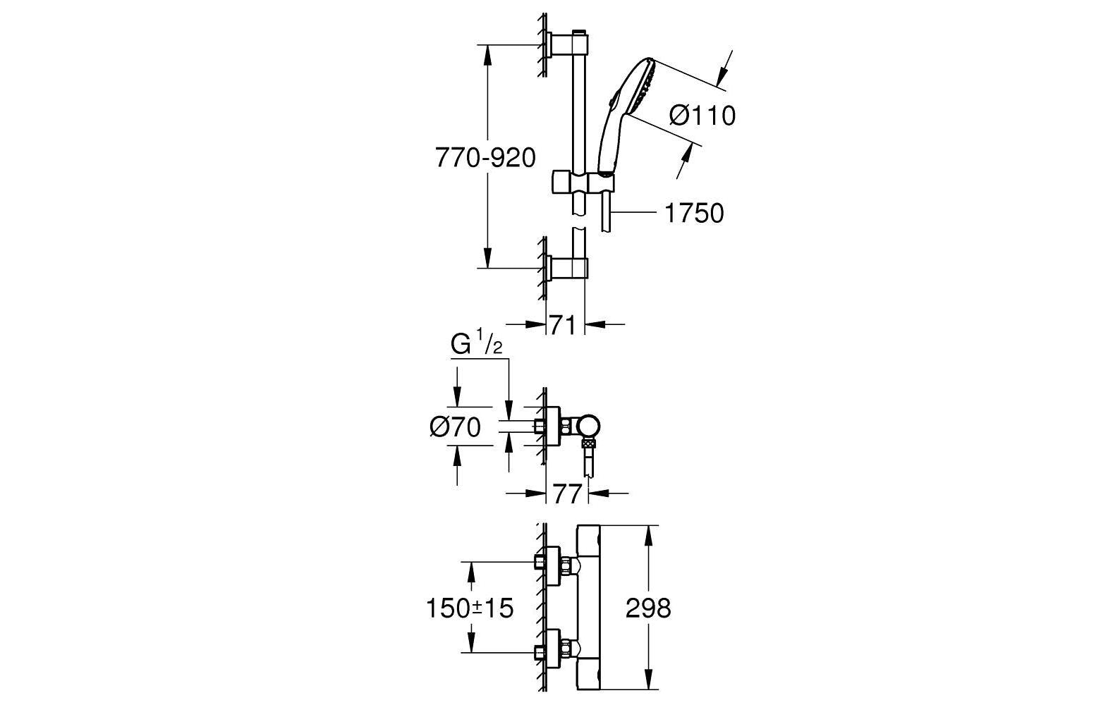 Grohe Robinetterie de douche »Precision Get, 900 mm«