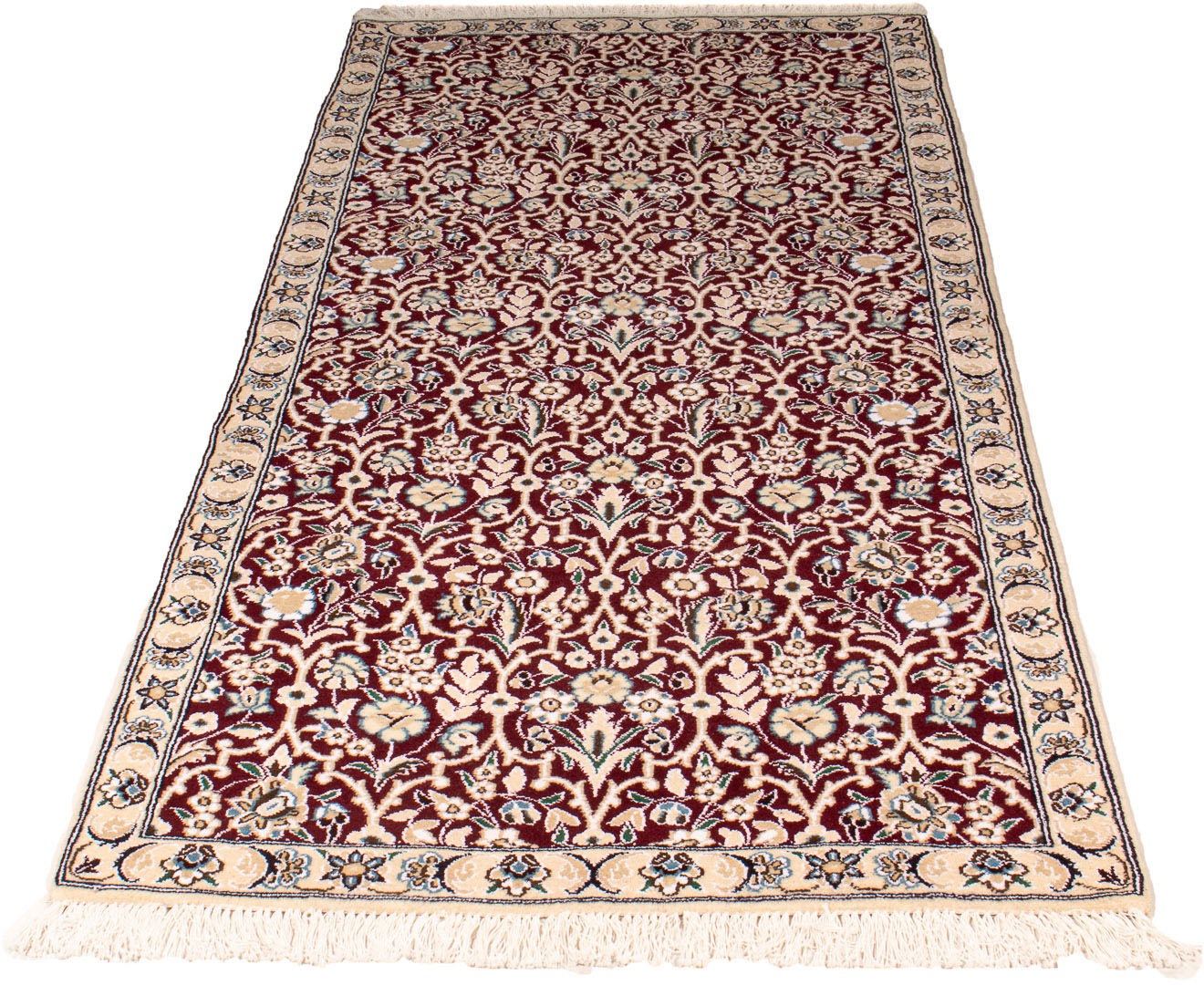 Image of morgenland Orientteppich »Perser - Nain - Royal - 188 x 81 cm - dunkelrot«, rechteckig, 10 mm Höhe, Wohnzimmer, Handgeknüpft, Einzelstück mit Zertifikat bei Ackermann Versand Schweiz