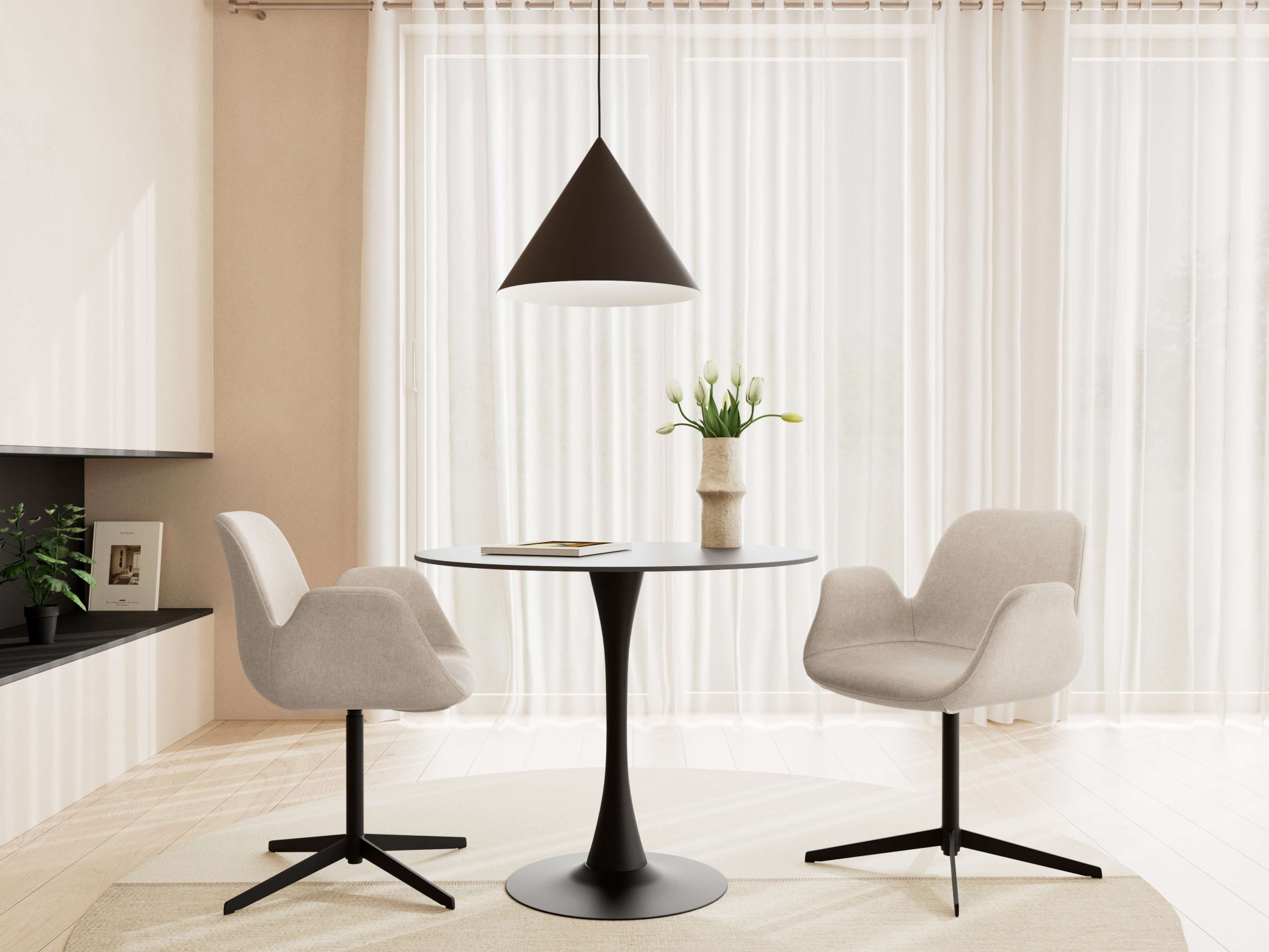 ACTONA GROUP Esszimmerstuhl "Beth, Stuhl, Polsterstuhl" () Stuhl, sand, schwarz, Drehfunktion