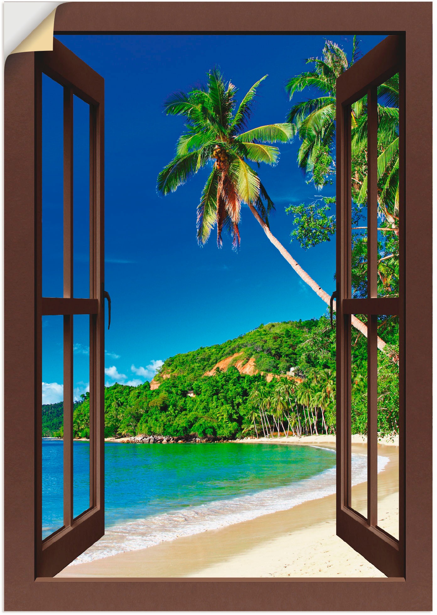 Image of Artland Wandbild »Fensterblick Paradies«, Fensterblick, (1 St.), in vielen Grössen & Produktarten - Alubild / Outdoorbild für den Aussenbereich, Leinwandbild, Poster, Wandaufkleber / Wandtattoo auch für Badezimmer geeignet bei Ackermann Versand Schweiz