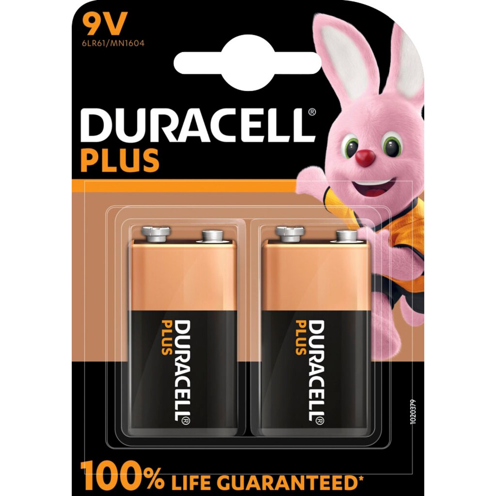 Duracell Batterie »2er Pack Plus«, 6LR61, (Packung, 2 St.)
