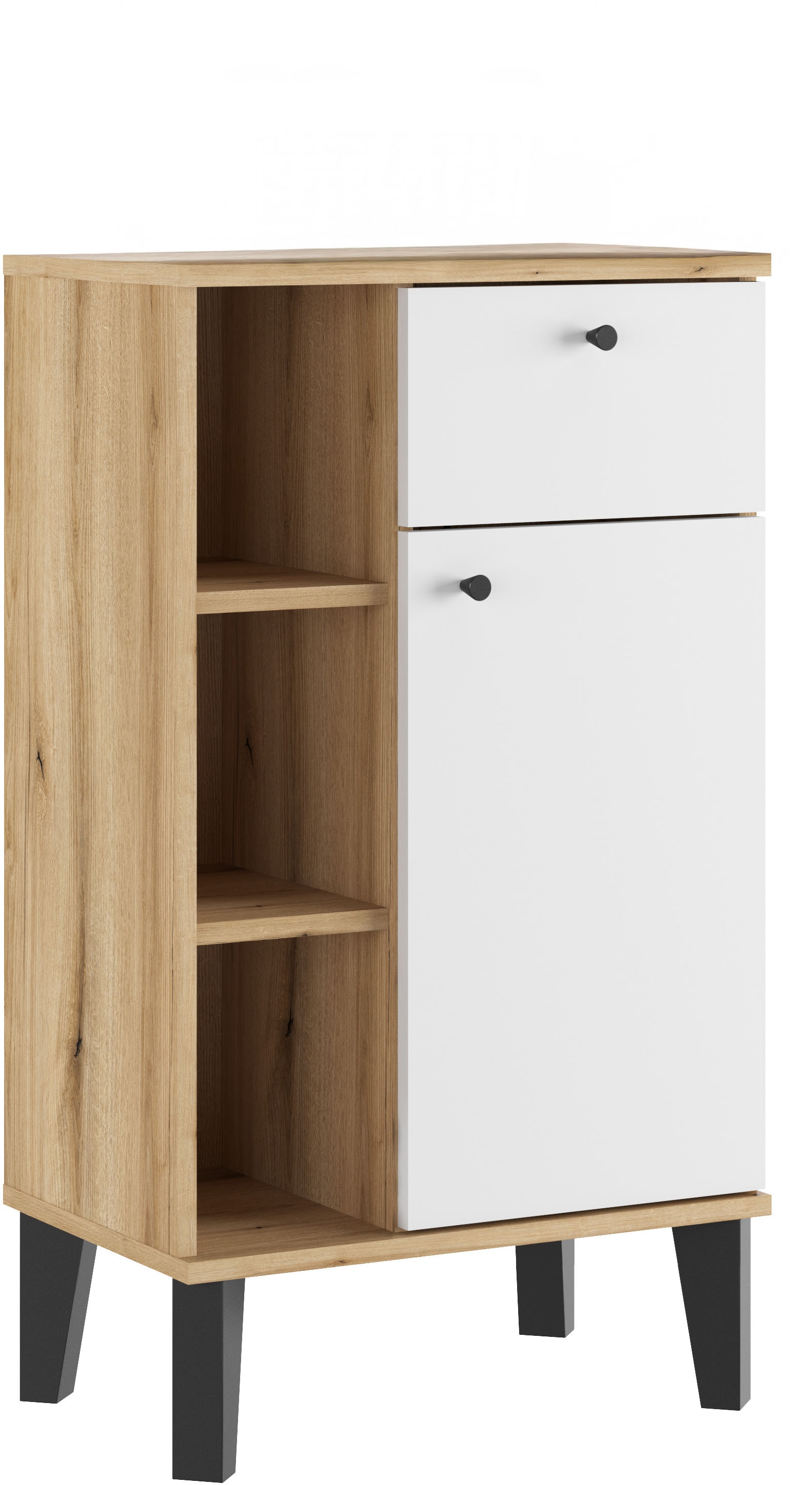 Image of Home affaire Midischrank "Oslo, Badschrank mit Knopfgriff, Schrank im skandinavischen Design" in der Türfarbe Weiss oder Grau verfügbar, ausreichend Stauraum