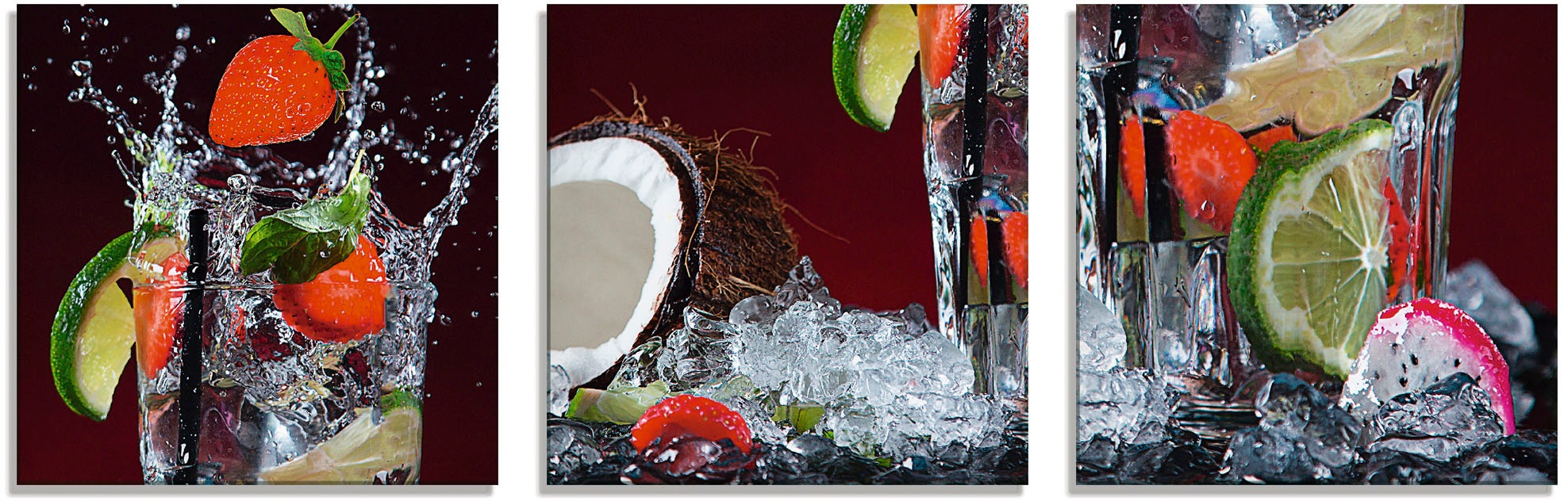 Image of Artland Glasbild »Frischer Fruchtcocktail I«, Getränke, (3 St.) bei Ackermann Versand Schweiz