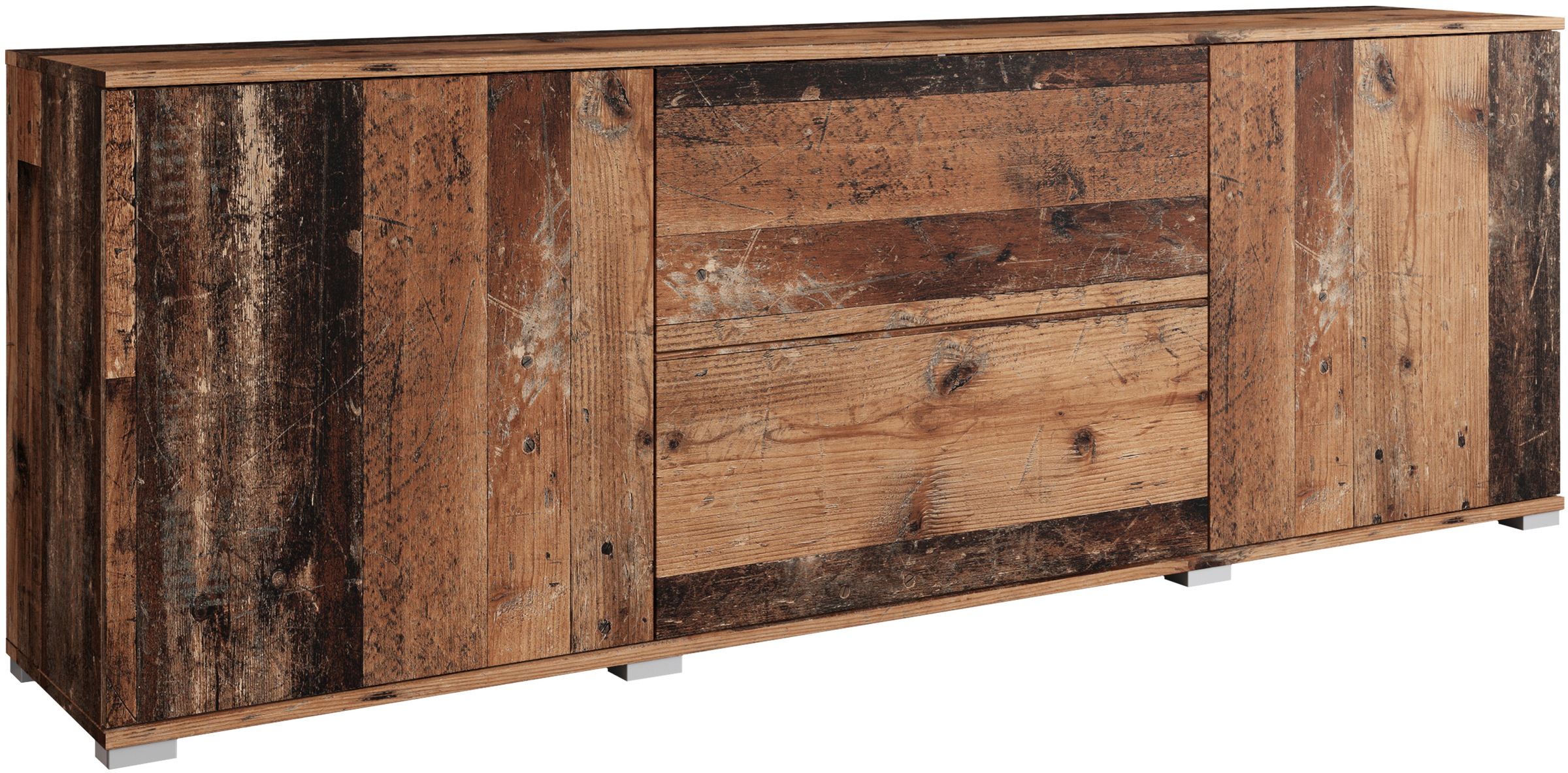 GOODproduct Lowboard "Kenia" 1 Stk. tlg. 2 Türen, 2 Schubladen, Breite 180 cm, höhenverstellbare Einlegeböden