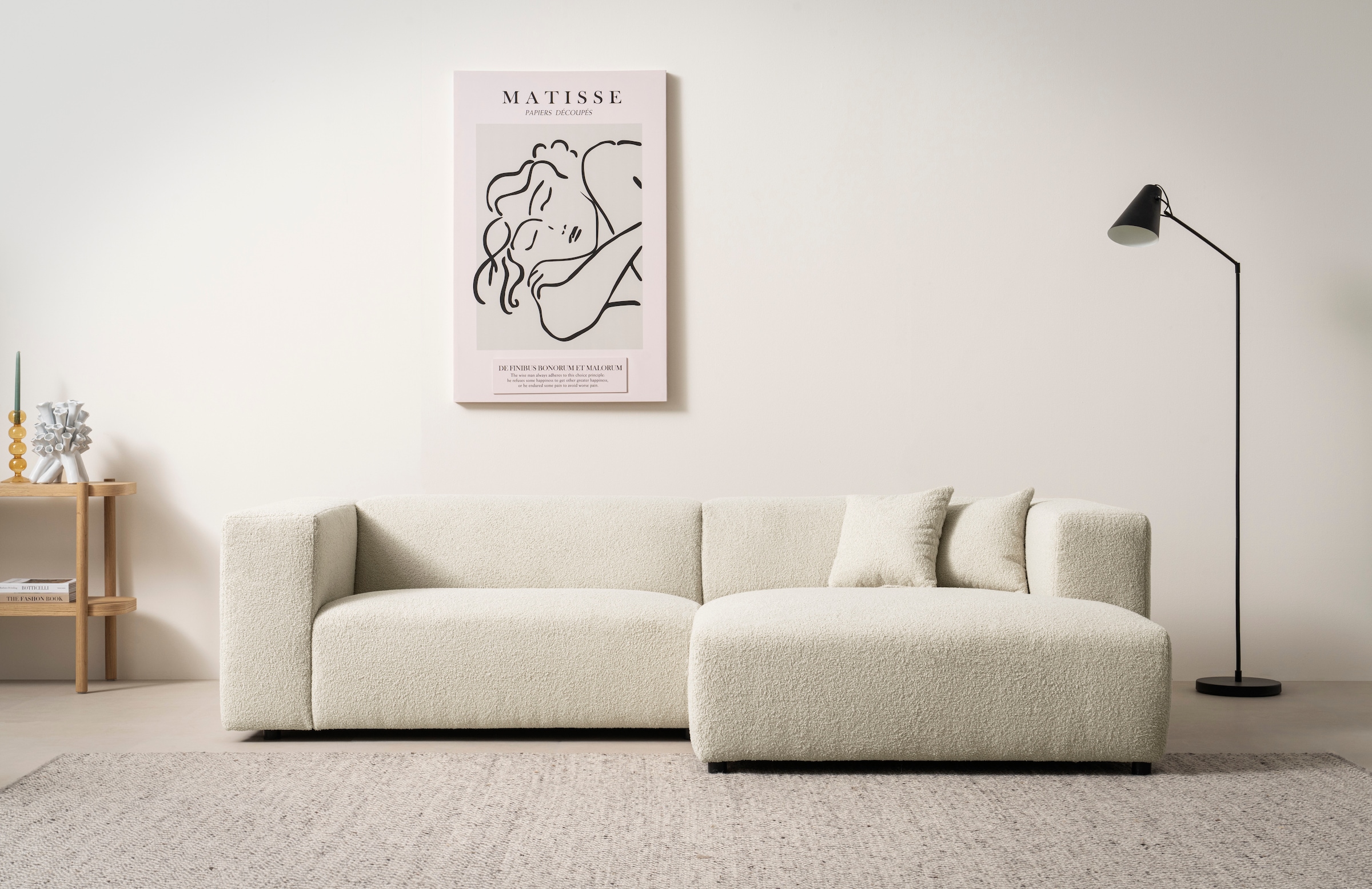 Image of Home affaire Ecksofa "BAKELS, L-Form in Cord oder Boucle-Stoff, moderne Couch" wahlweise Recamiere rechts/links, bequemer Sitzkomfort