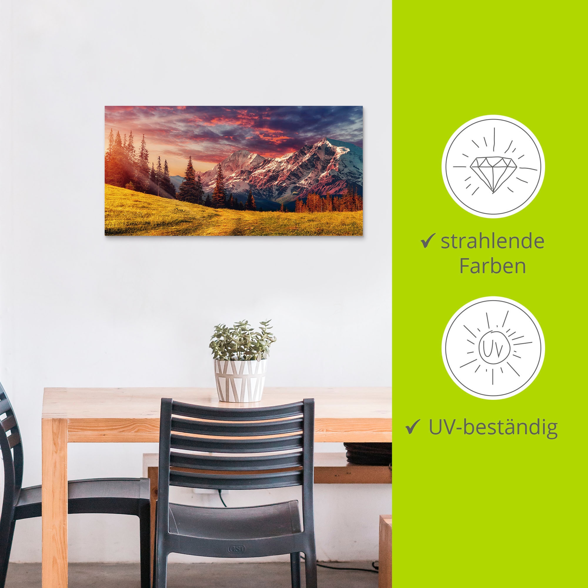 Artland Wandbild »Alpines Hochland«, Berge & Alpenbilder, (1 St.), als Alubild, Outdoorbild, Leinwandbild in verschied. Grössen