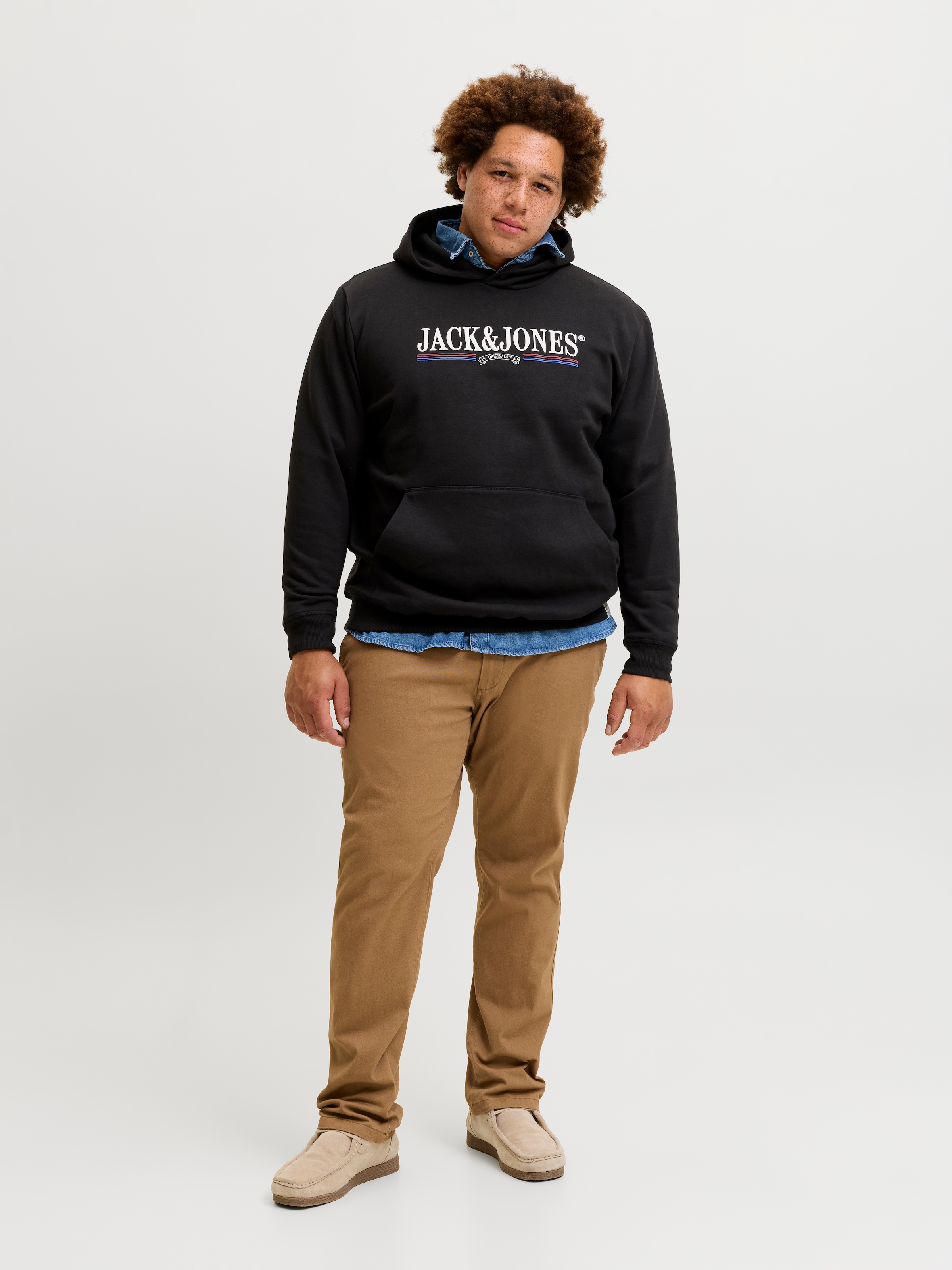 Jack & Jones PlusSize Sweat à capuche »JORFREDERIKSBERG GRAPHIC BOX SWEAT H PLS«, mélange coton, coupe régulière
