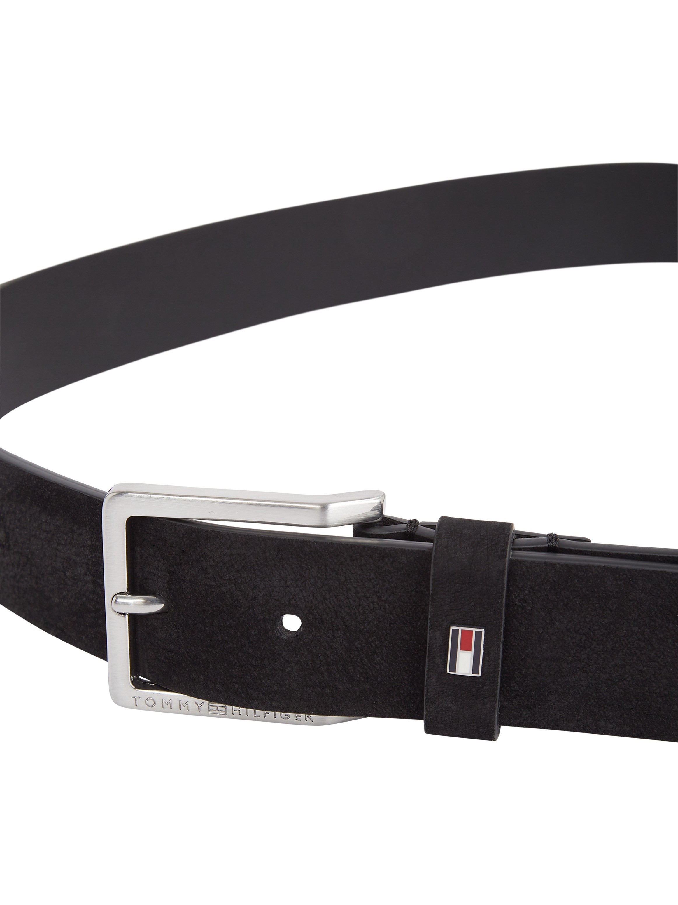 Tommy Hilfiger Ledergürtel »OLIVER NUBUCK 3.5«, Metallpatch, Einfachdornschliesse