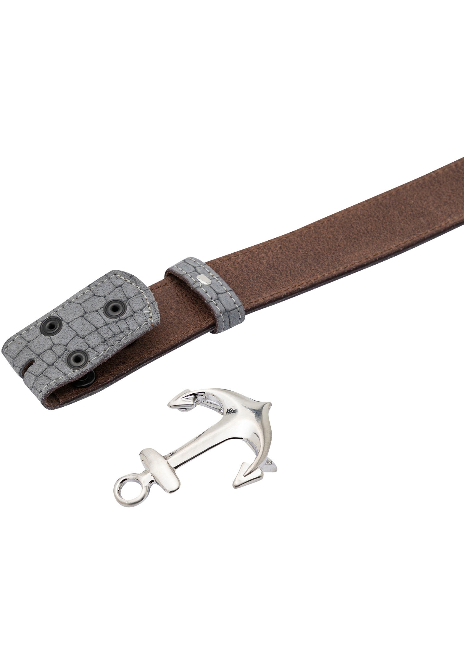 Rettungsring Gürtel Ceinture en cuir mit austauschbarer Schliesse »Anker S019° Satiniert«