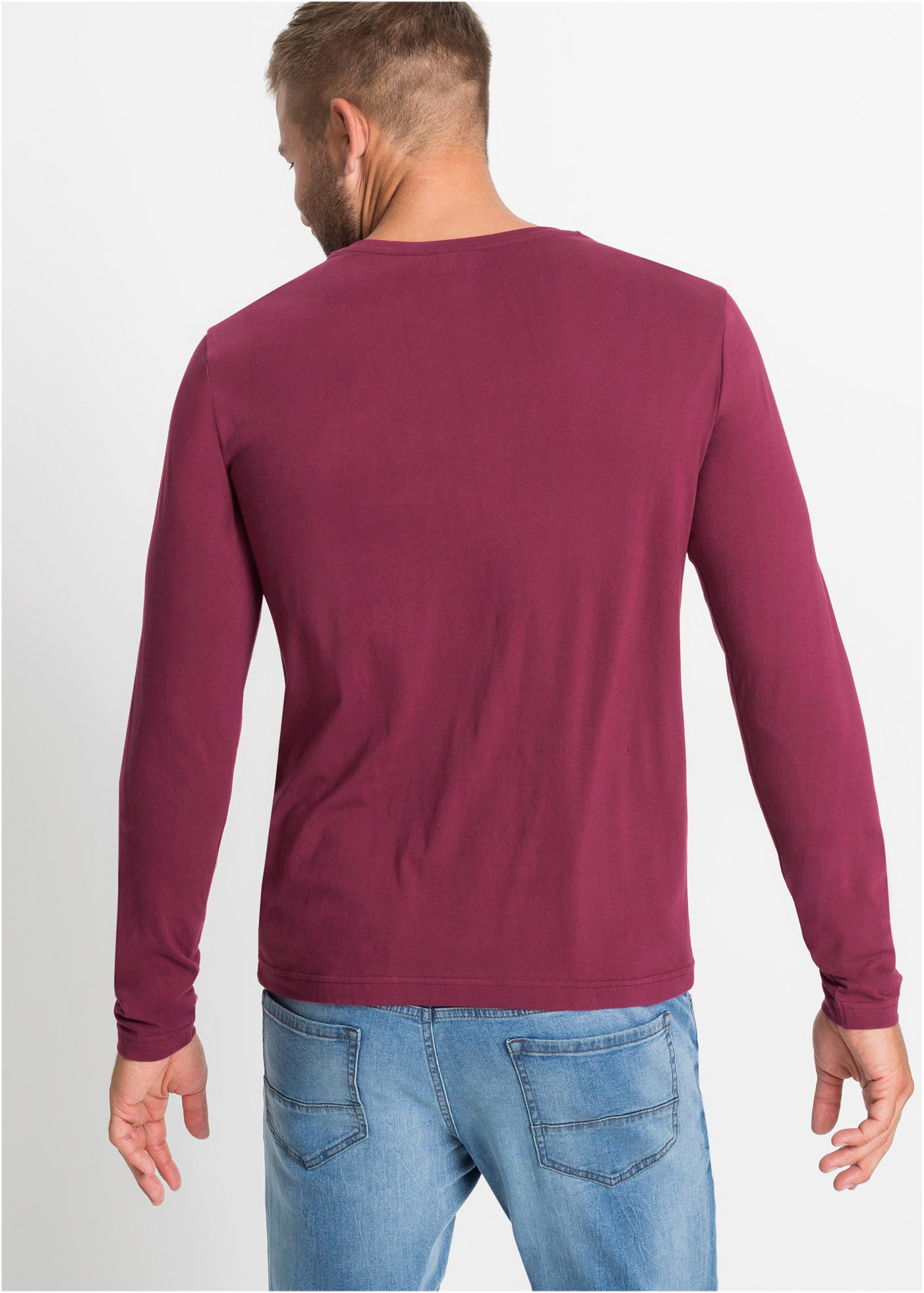 bonprix T-shirt à manches longues »Langarmshirt (3er Pack)« Packung, 3 cuis regular fit Passform, Rundhals-Ausschnitt, casual Stil, im 3er Pack