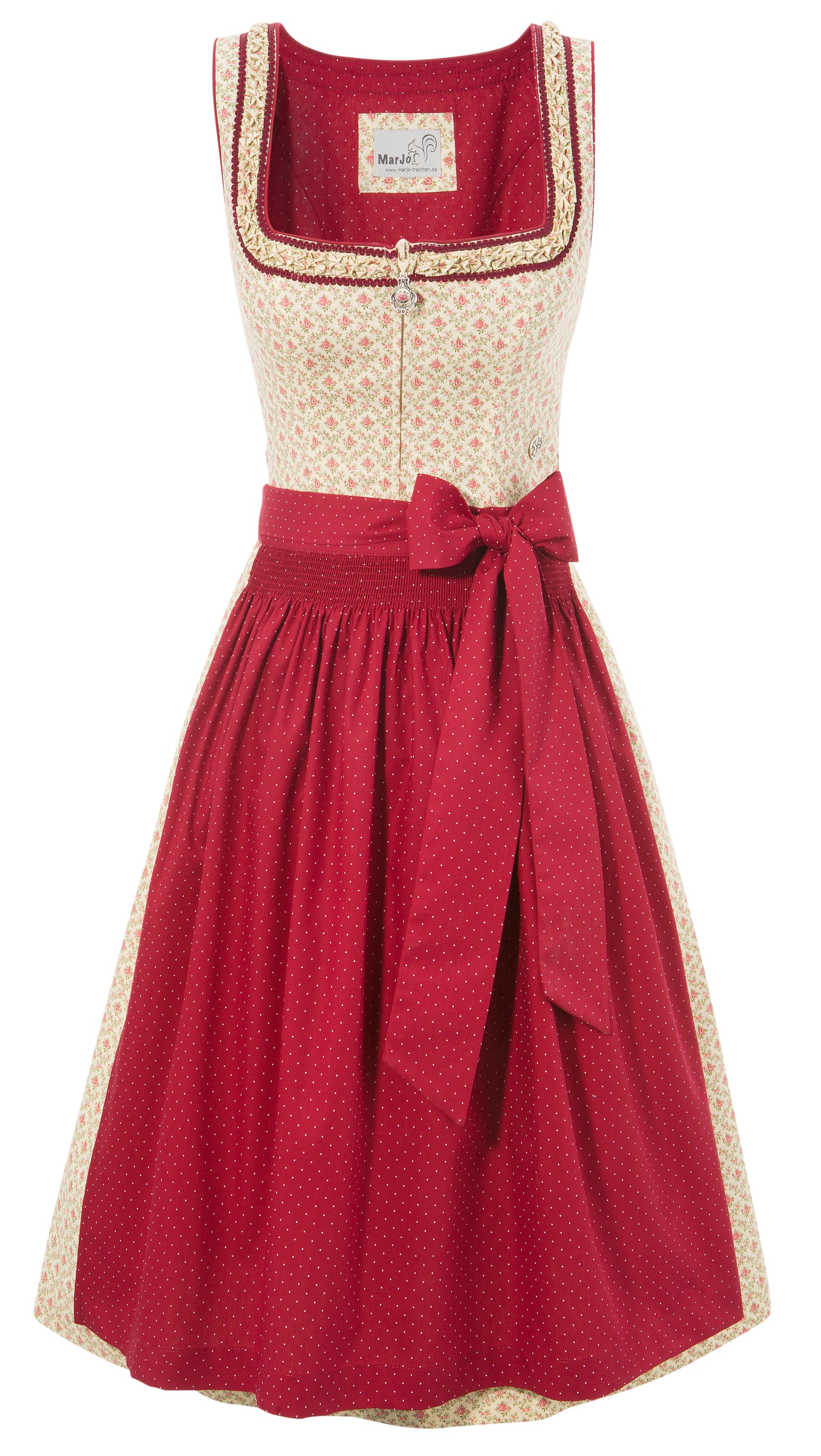 Dirndl midi mit kontrastfarbiger Schürze