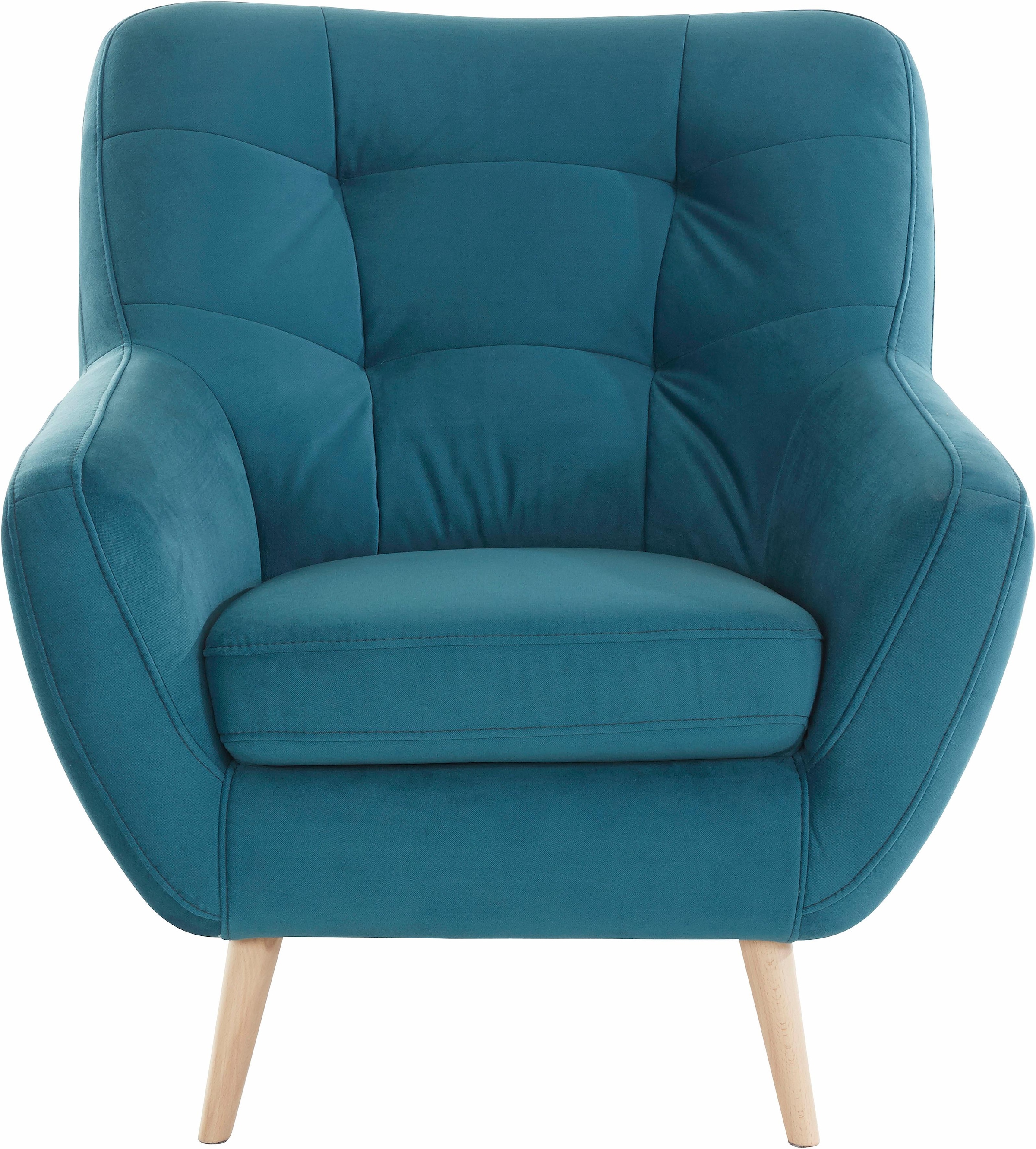 exxpo - sofa fashion Sessel »Scandi, Loungesessel mit tollem Sitzkomfort, hochwertige Polsterung«, bequem, hohe Holzfüsse