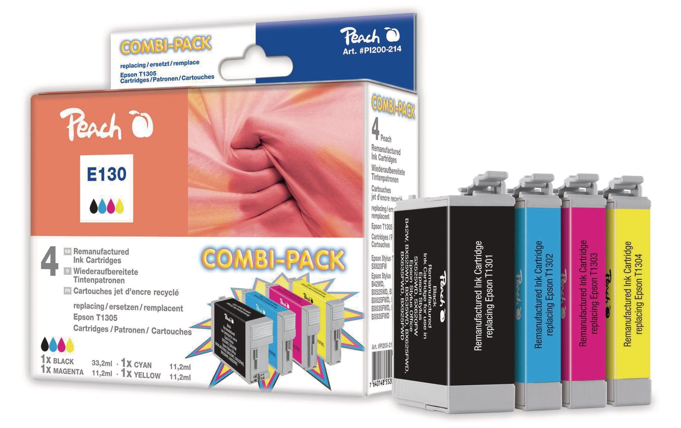 Peach Tintenpatrone »Epson T1305 BK, C, M, Y«, (1 St.)
