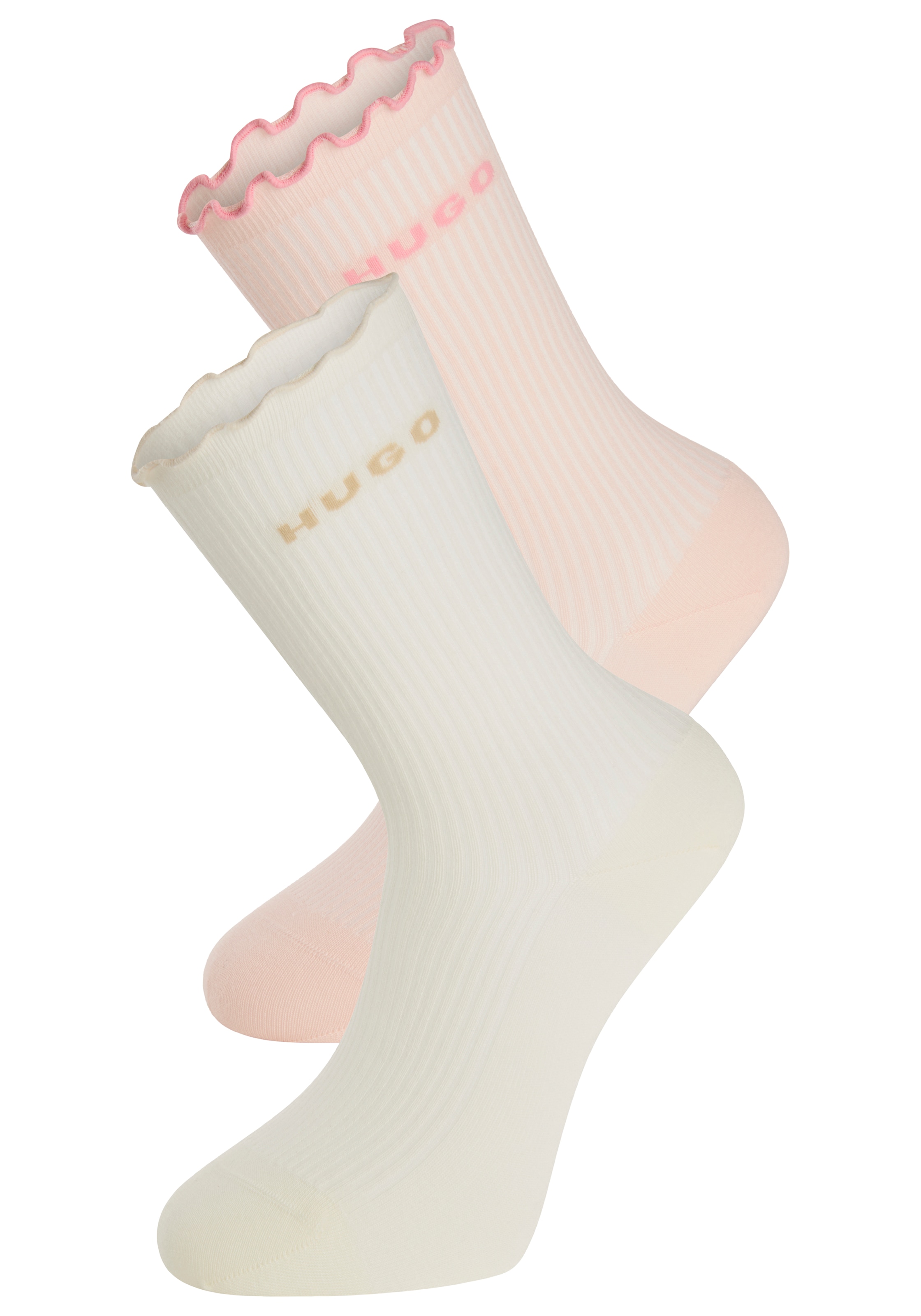 HUGO Underwear Basicsocken »2P RS LETTUCE CC W« 2 Paar tlg. Bund leicht gekräuselt