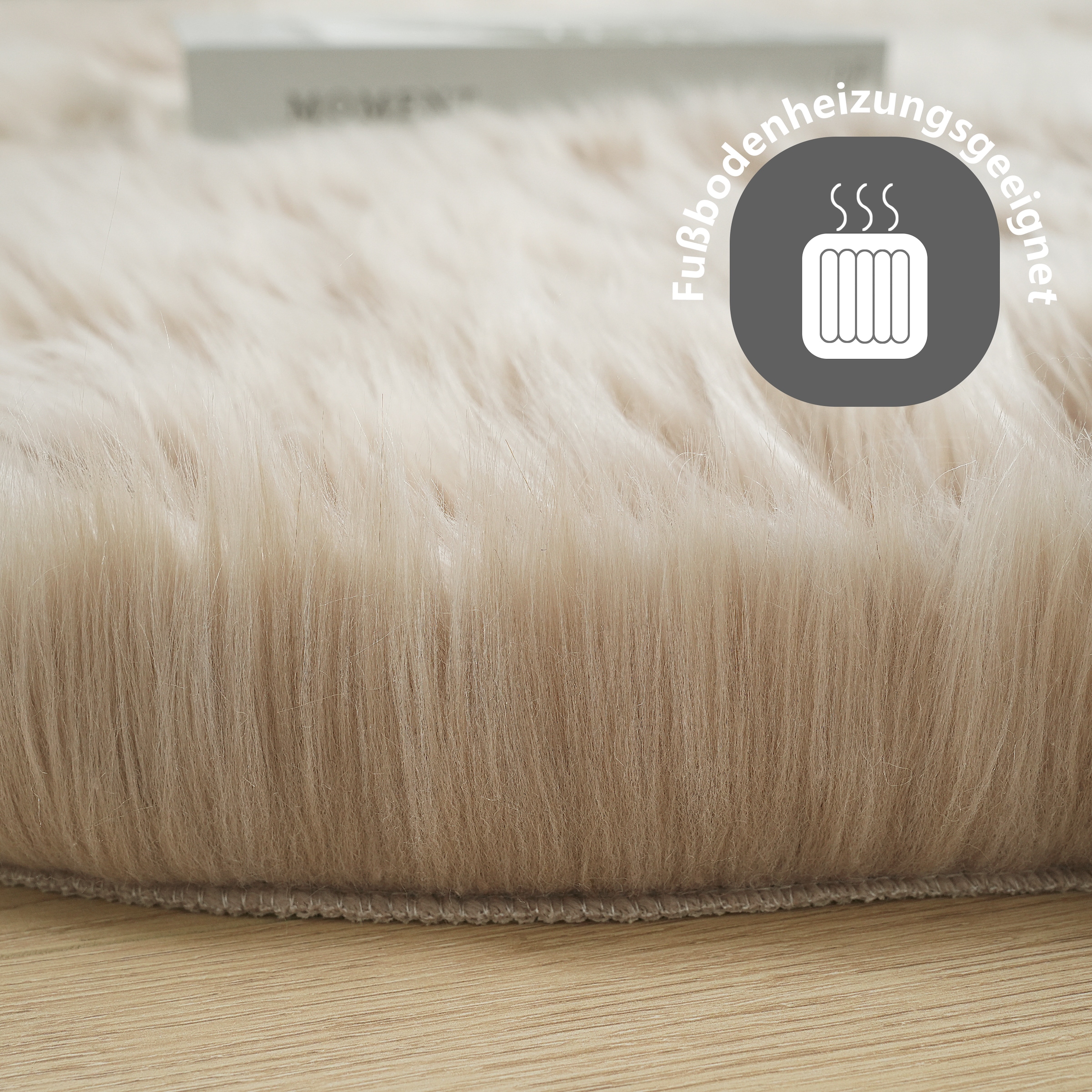 Home affaire Fellteppich »Dena Teppiche, Fellform, waschbar«, fellförmig, 60 mm Höhe, Kunstfell, weich, Uni-Farben, Wohnzimmer, Schlafzimmer, Esszimmer