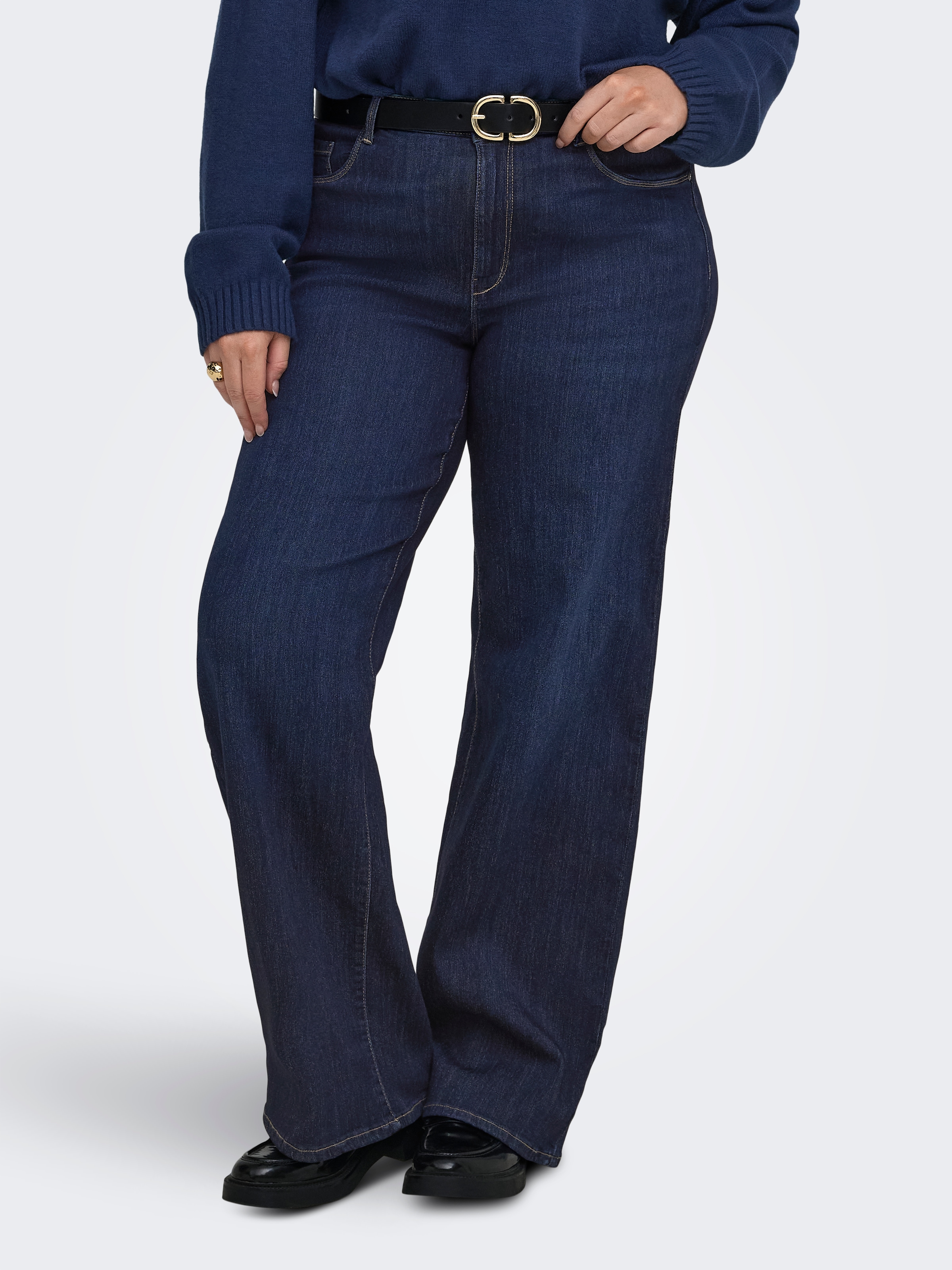 Image of ONLY CARMAKOMA High-waist-Jeans "CARTHUNDER HW WIDE DNM PIM536 NOOS" Viskosemischung, High Waist