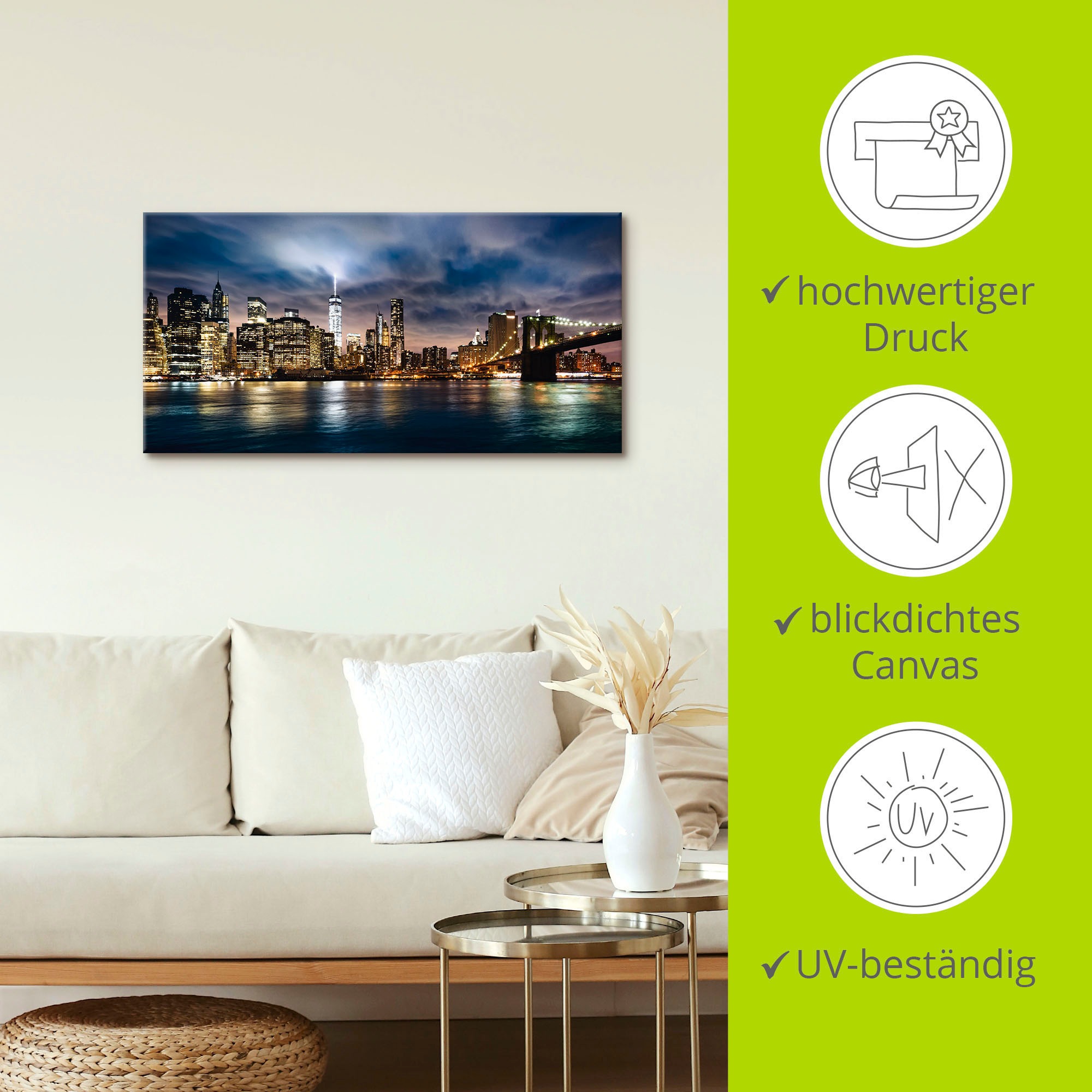 Artland Tableau sur toile »Sonnenaufgang über Manhattan« 1 cuis tlg. auf Holzrahmen gespannt