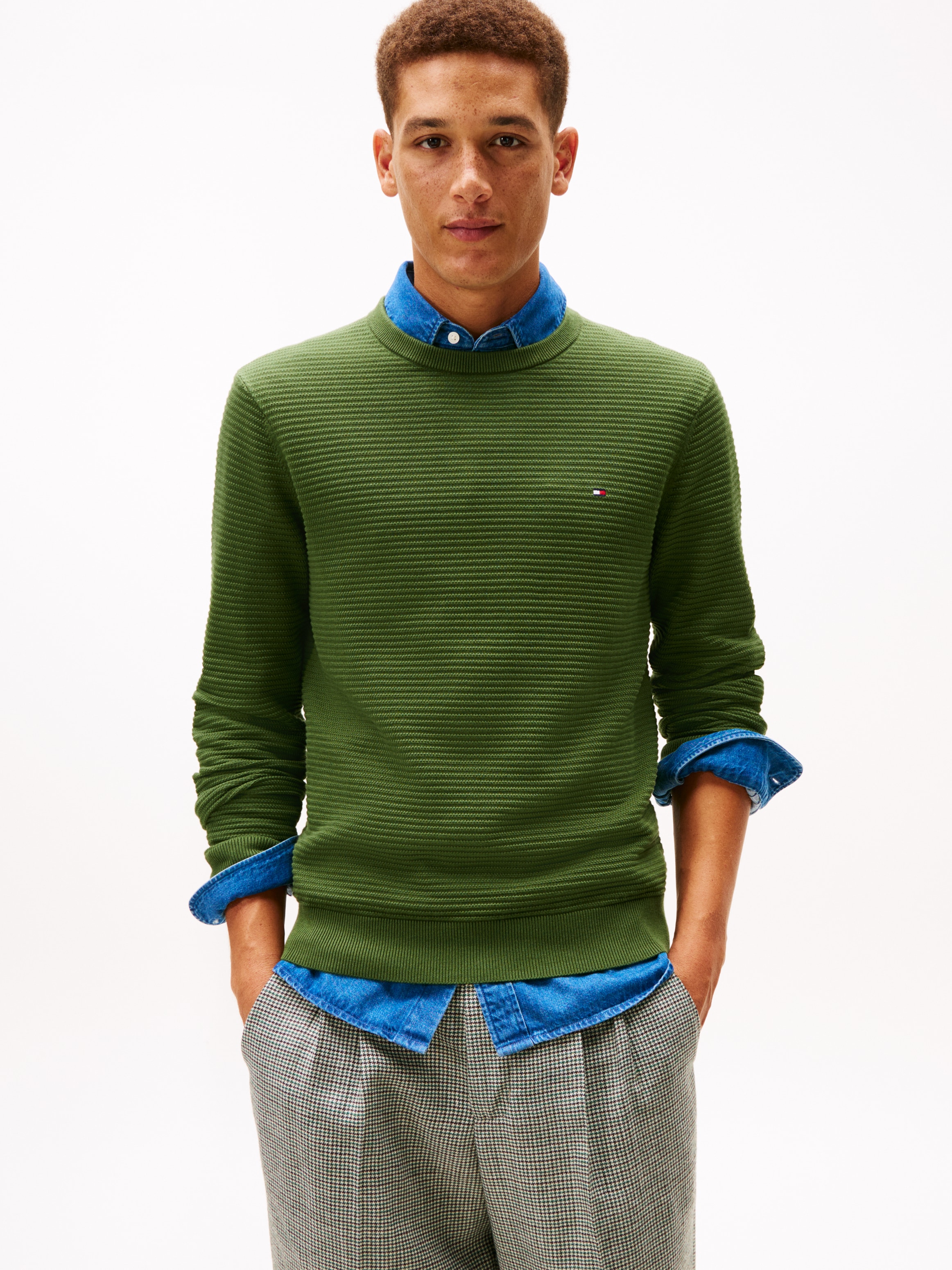 Tommy Hilfiger Rundhalspullover »SEASONAL STRUCTURE« mit Struktur, Rundhals, regular fit