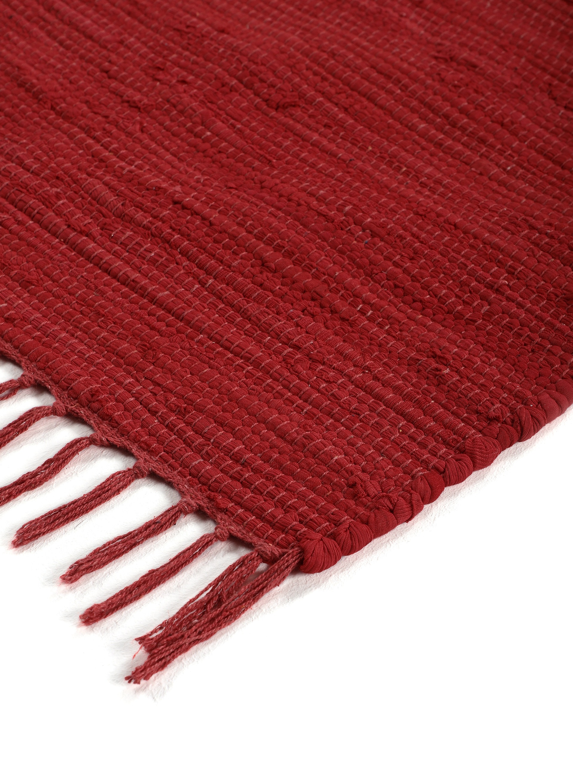 carpetfine Teppich »Kelim Chindi uni, auch als Läufer«, rechteckig, 5 mm Höhe, Wendeteppich, reine Baumwolle, handgewebt, Uni-Farben, mit Fransen