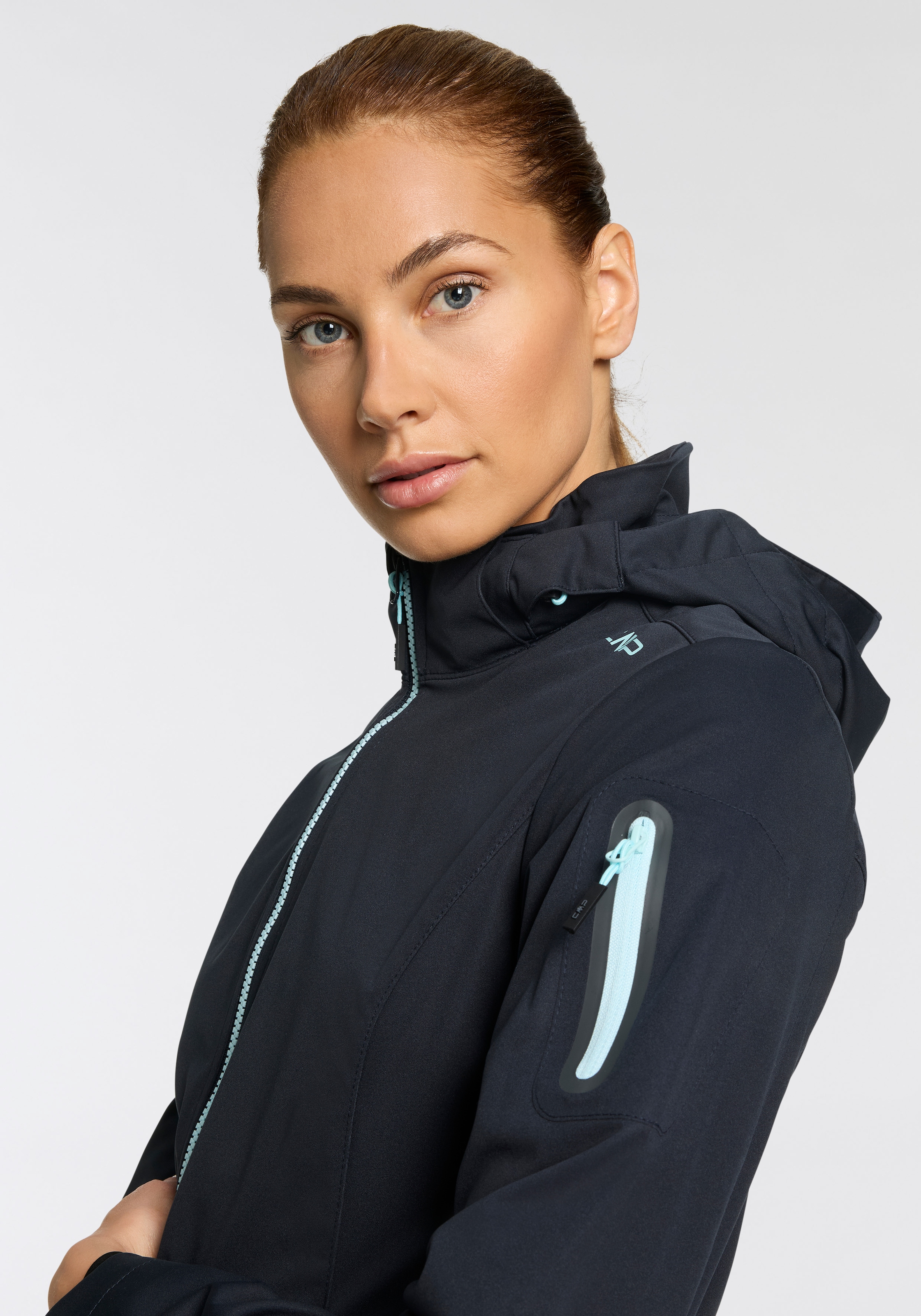 CMP Softshelljacke, mit Kapuze, Atmungsaktiv & Windabweisend & Wasserabweisend & Leichtes Material