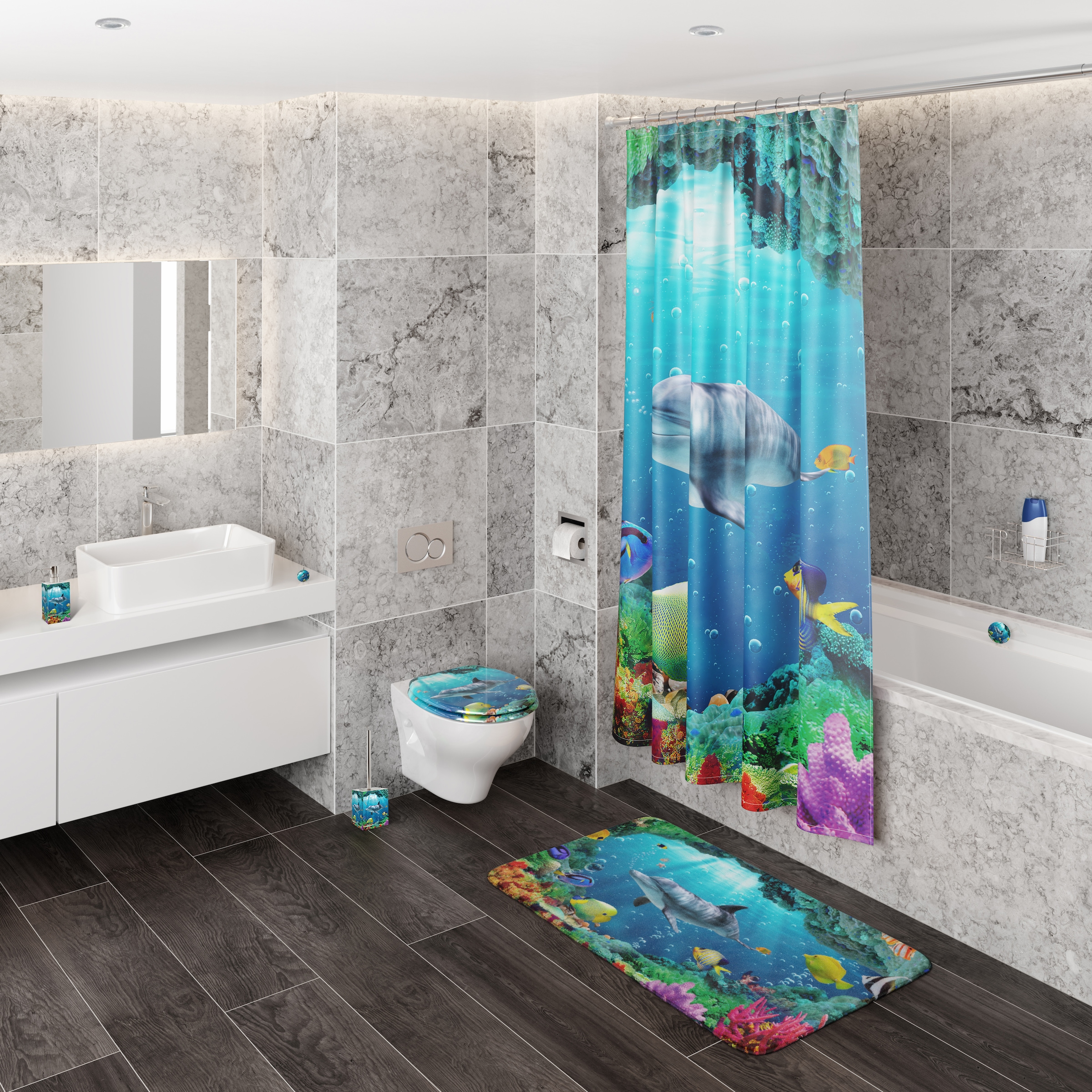 Sanilo Set d'accessoires de salle de bain »Delphin Korallen«