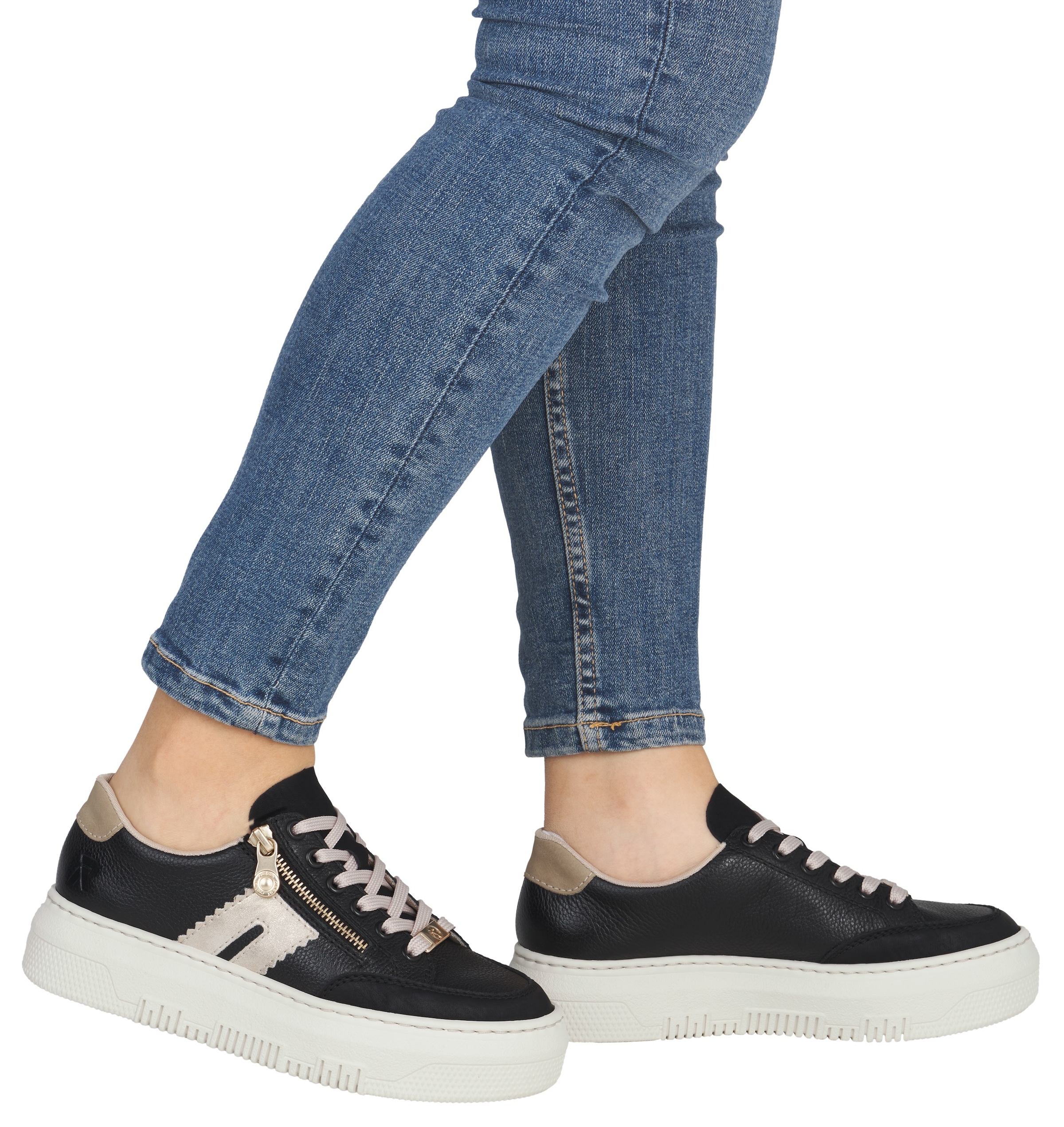 Rieker Plateausneaker  Schnürschuh, Halbschuh, Freizeitschuh mit seitlichem Reissverschluss