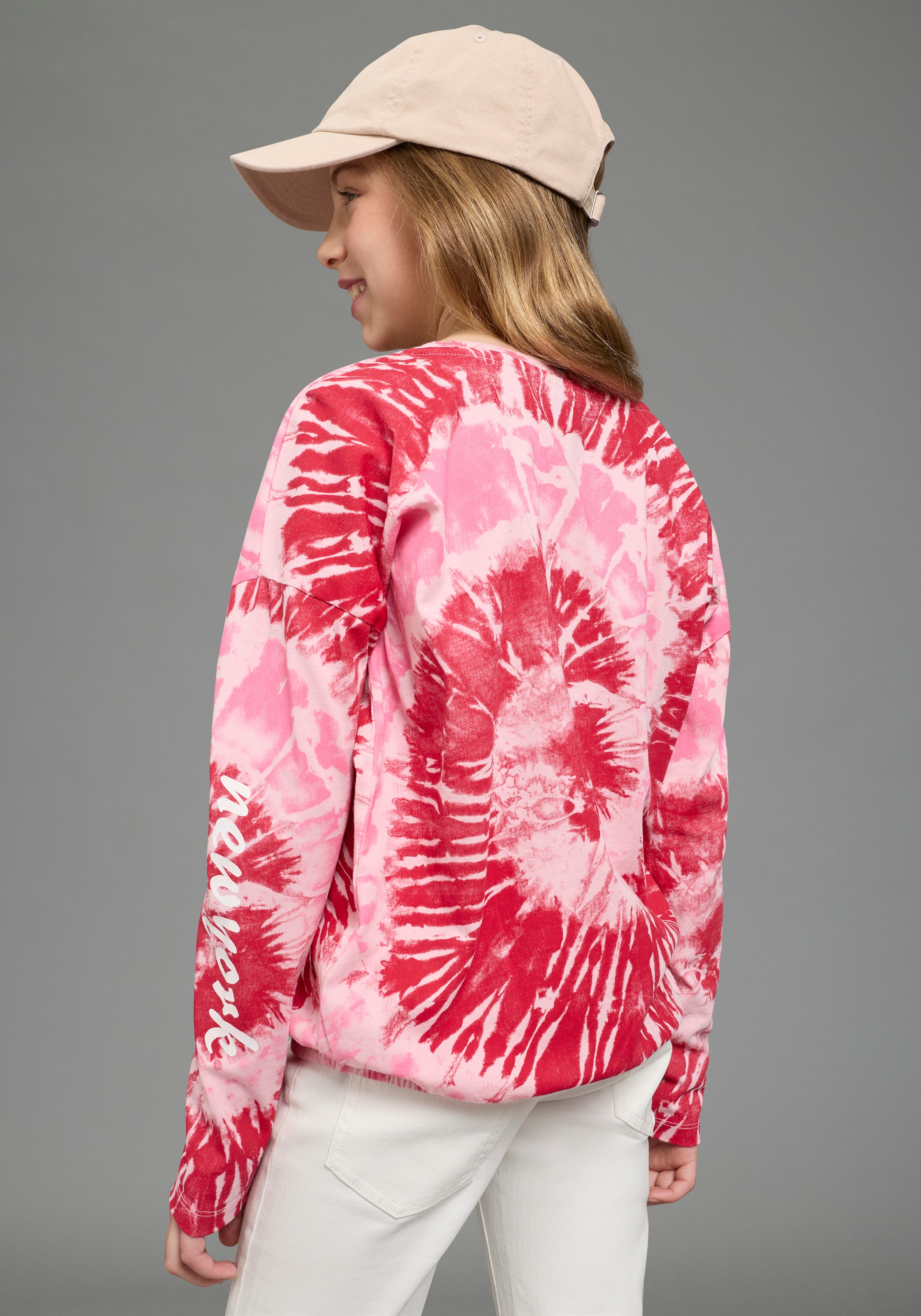 KIDSWORLD Fledermausshirt »Batik-Optik Shirt« Langarm,  mit Gummizug am Saum,  stylischer Aufdruck