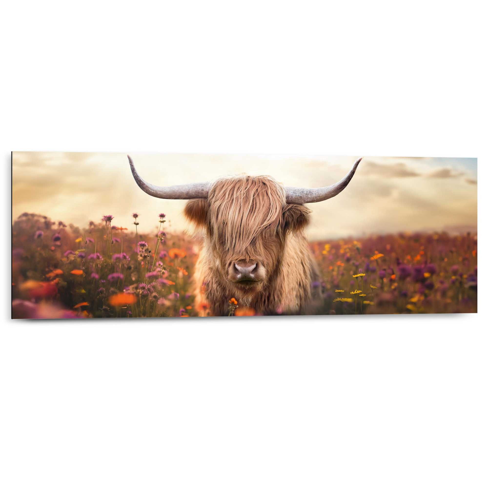 Image of Reinders Deco-Panel "Frühlingshochländer" Wohnzimmer - Braun - MDF - Tiere - 90x30 cm