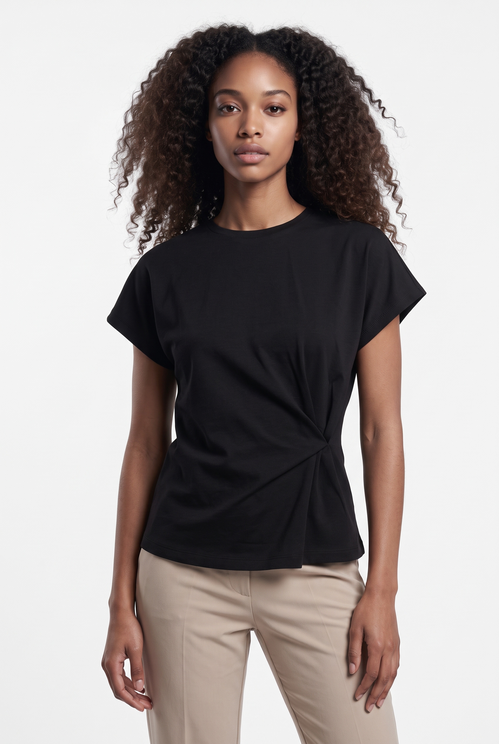 Image of Saint Tropez Kurzarmbluse "TheoSZ Blouse" Materialmix, Fitted