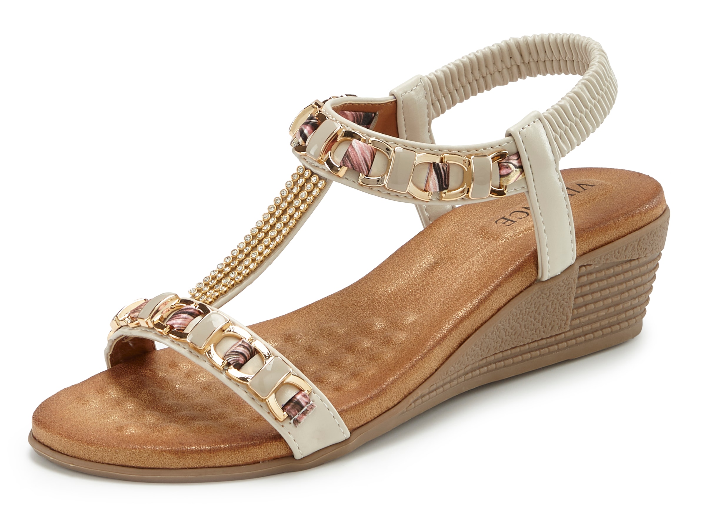Vivance Sandales »Sommerschuh, offener Schuh, Sandale, Keilsandalette,«  avec lanières élastiques et talon compensé
