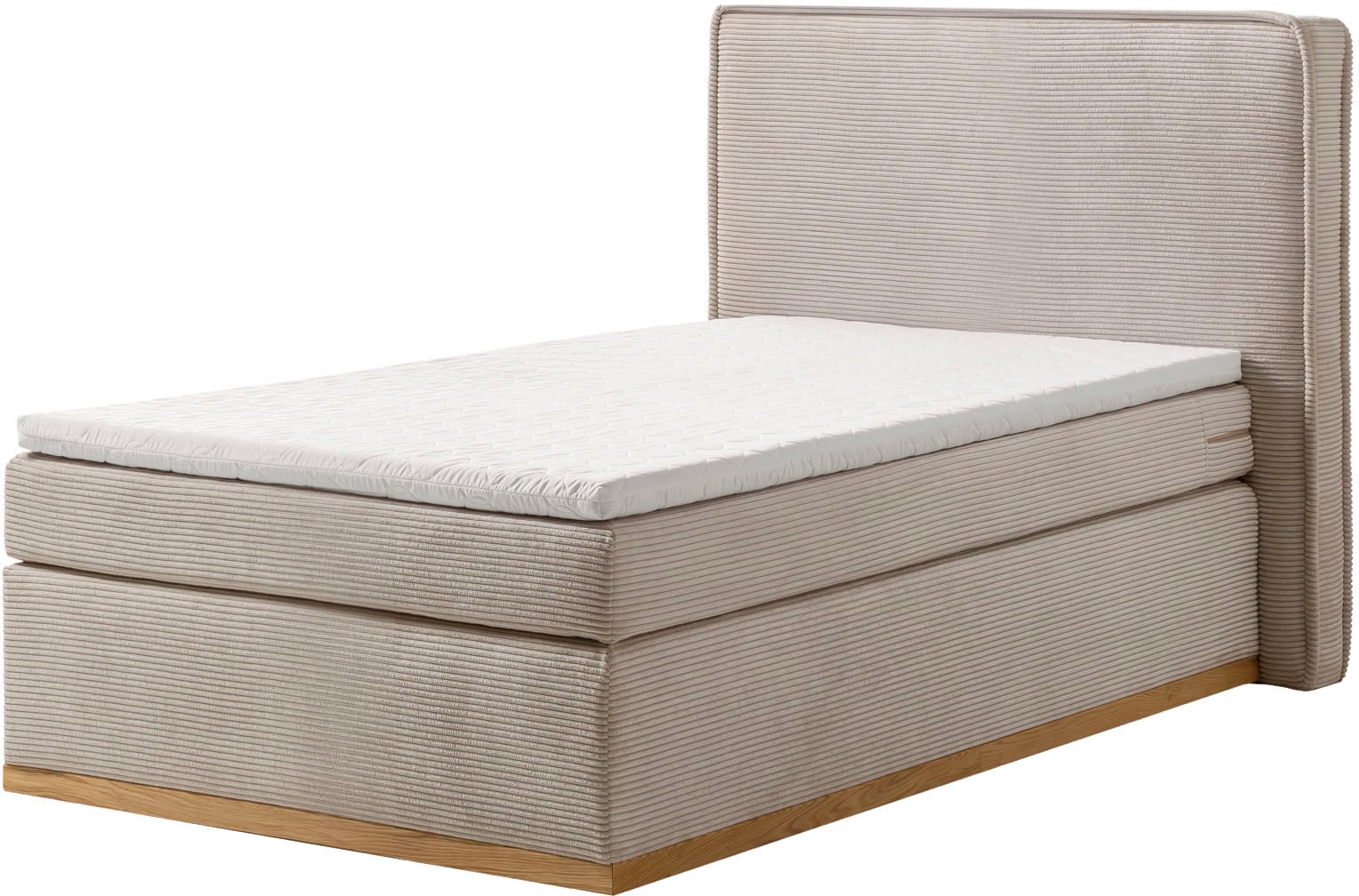 Home affaire Boxspringbett »SHERWOOD Hotelbett, Polsterbett«, Hochwertiger Cord,weiche Velours-Struktur, mit Topper, Eiche