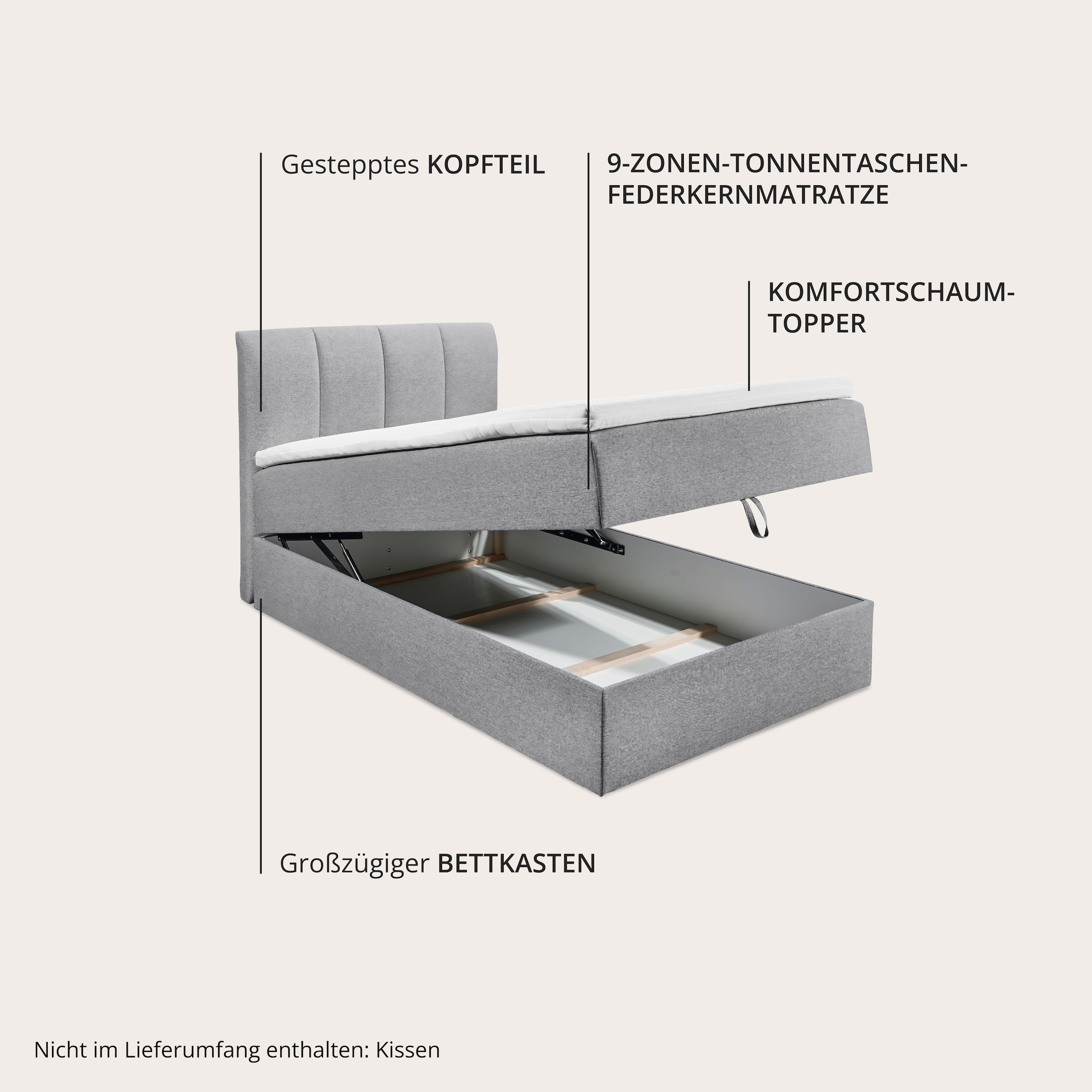 ED EXCITING DESIGN Boxbett »"Granada" OTTOs Choice, Topseller inkl. Bettkasten und Topper« erhältlich in den Grössen 120x200cm & 180x200cm