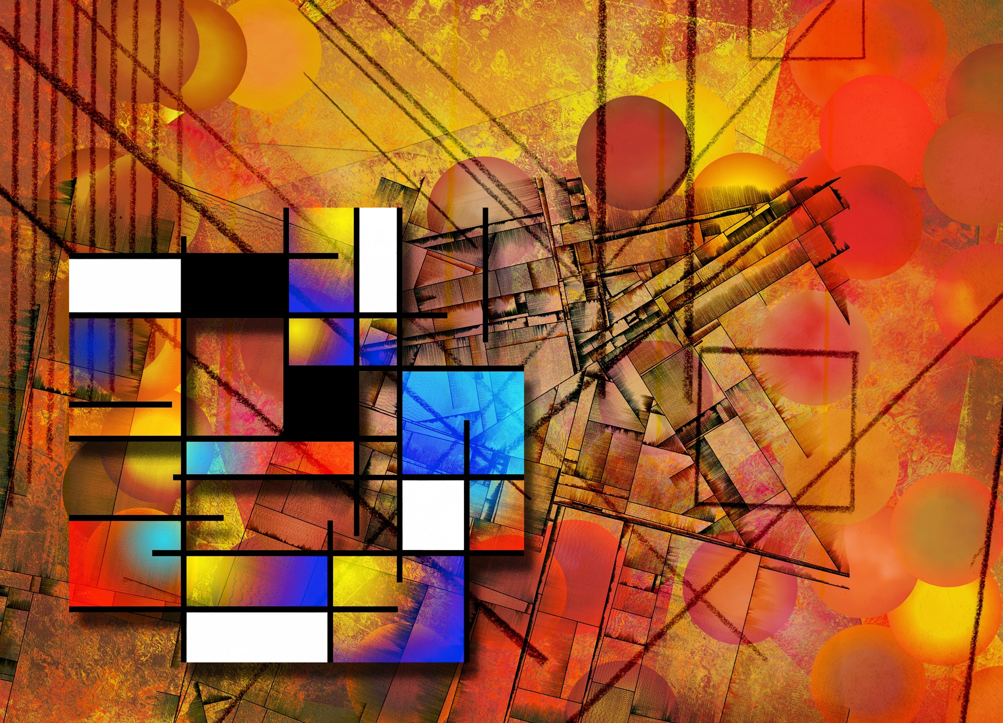 Image of Papermoon Fototapete "MODERNE KUNST-ABSTRAKT MALEREI 3D GEOMETRISCH ART"