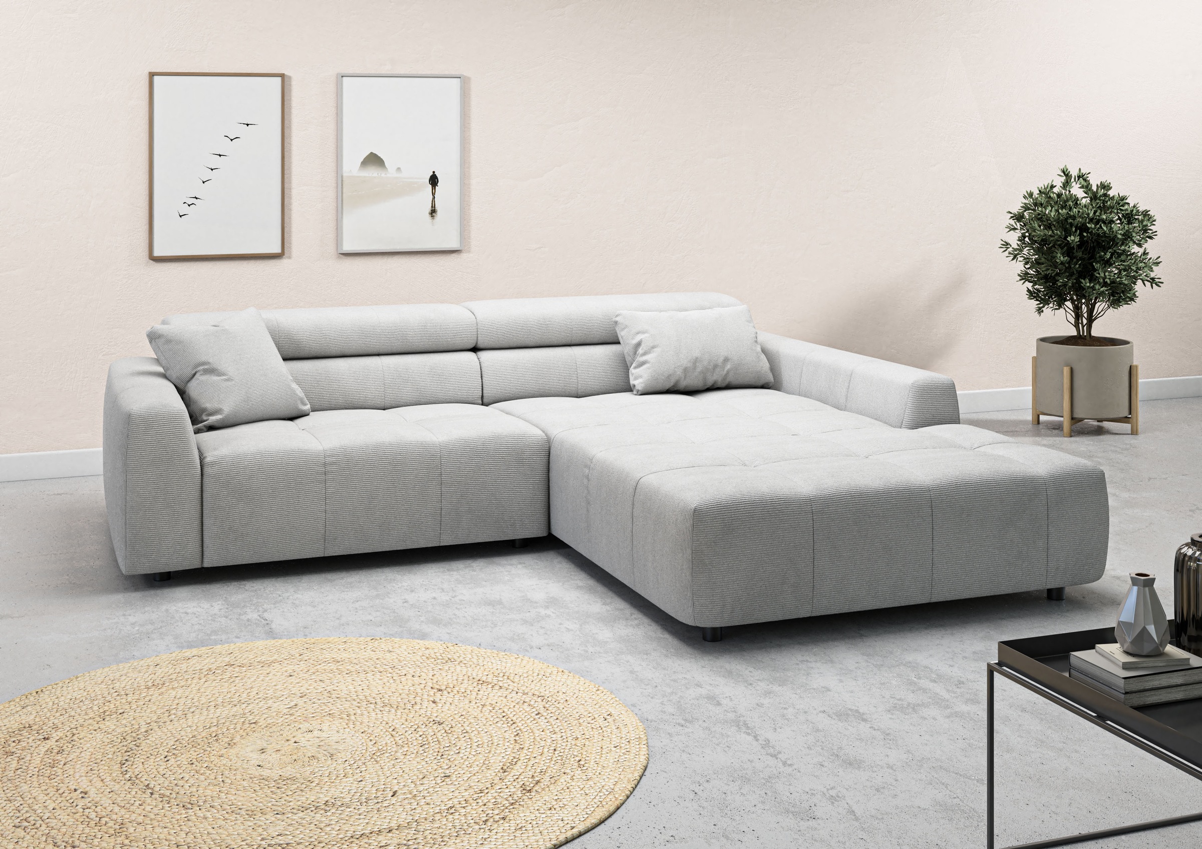 Image of 3C Candy Ecksofa "Denver auch mit Cord- und Easy care-Bezug, Kopfteilverstellung L-Form" wahlweise. mit motorischer Sitztiefenverstellung