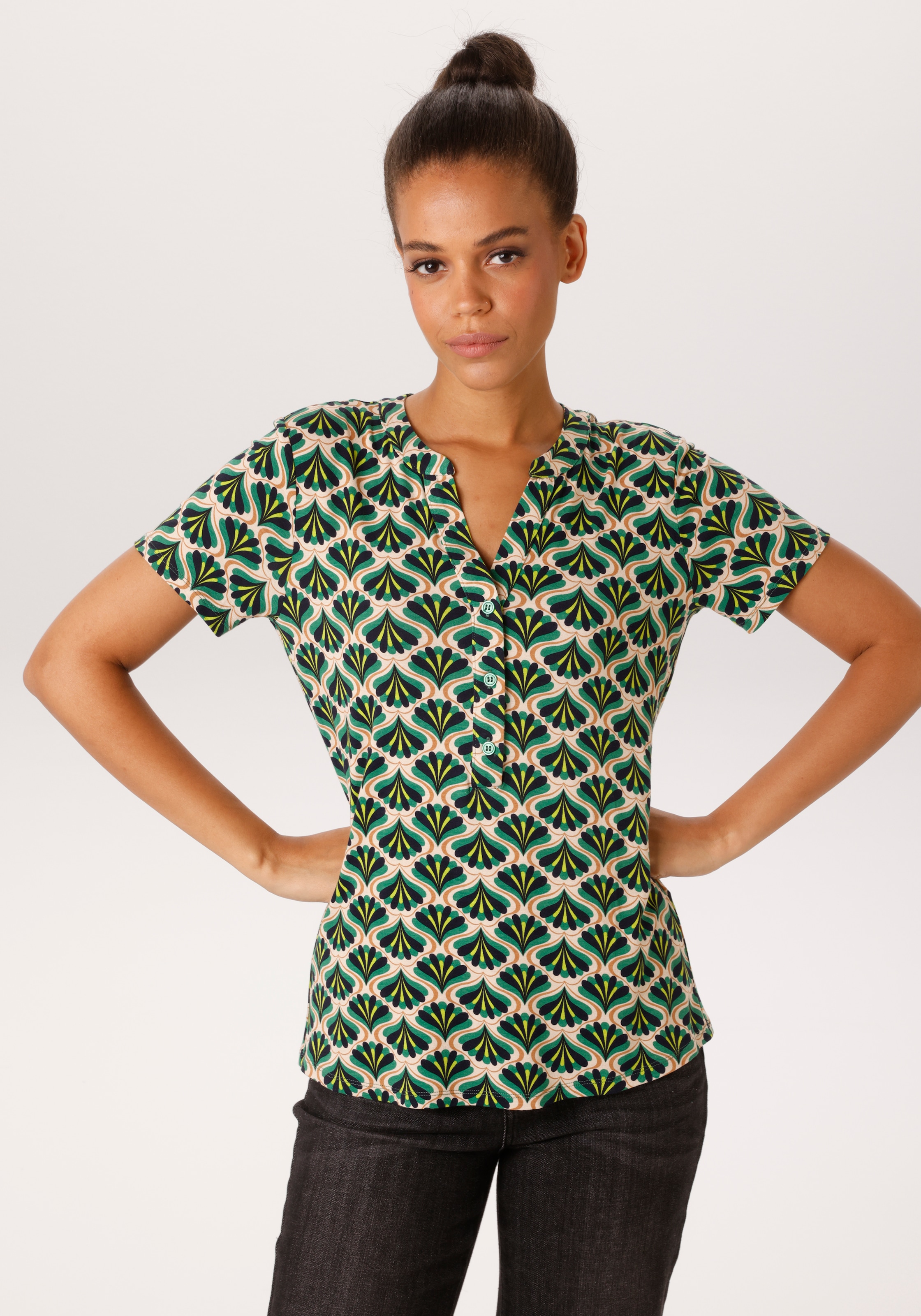 Image of Aniston CASUAL Schlupfbluse mit farbharmonischem Retro-Muster