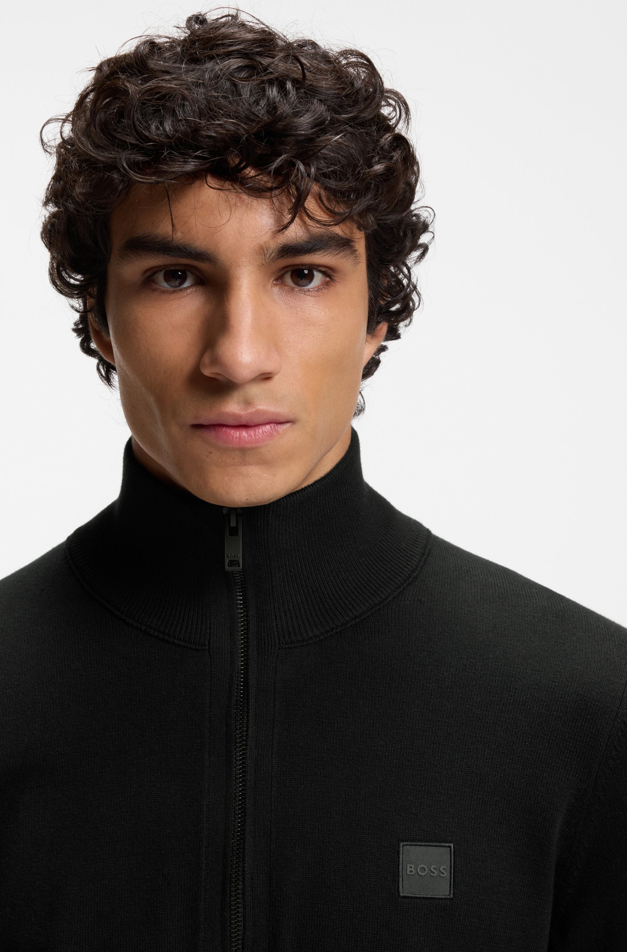 BOSS ORANGE Rollkragenpullover »Kanobix« Regular fit, Stehkragen mit Reissverschluss, Ton-in-Ton Logo