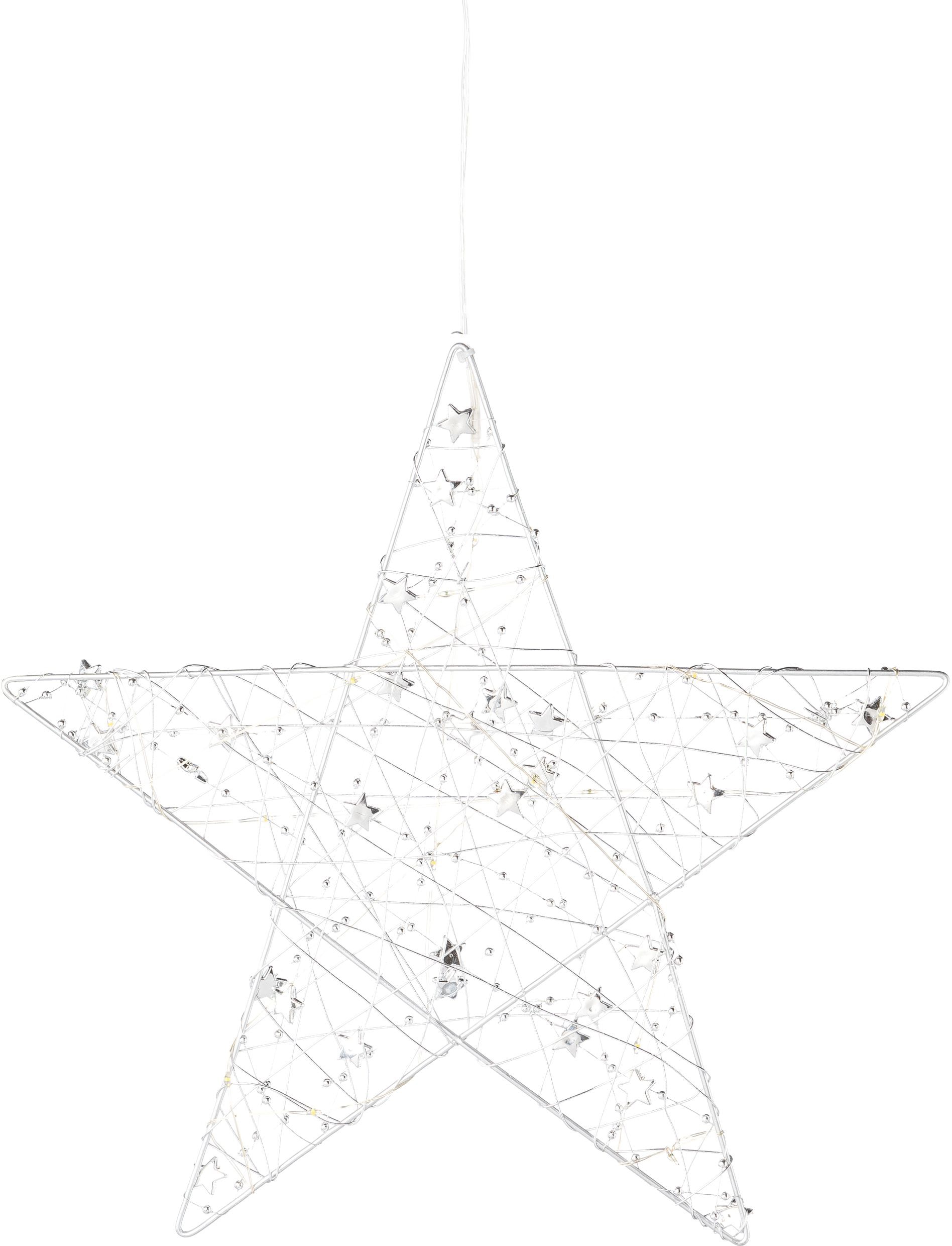 Creativ light Dekostern »Weihnachtsstern, Weihnachtsdeko«, (2 St.), aus Draht, mit 15 LED's, Ø 30 cm mit Timerfunktion, im 2er-Set
