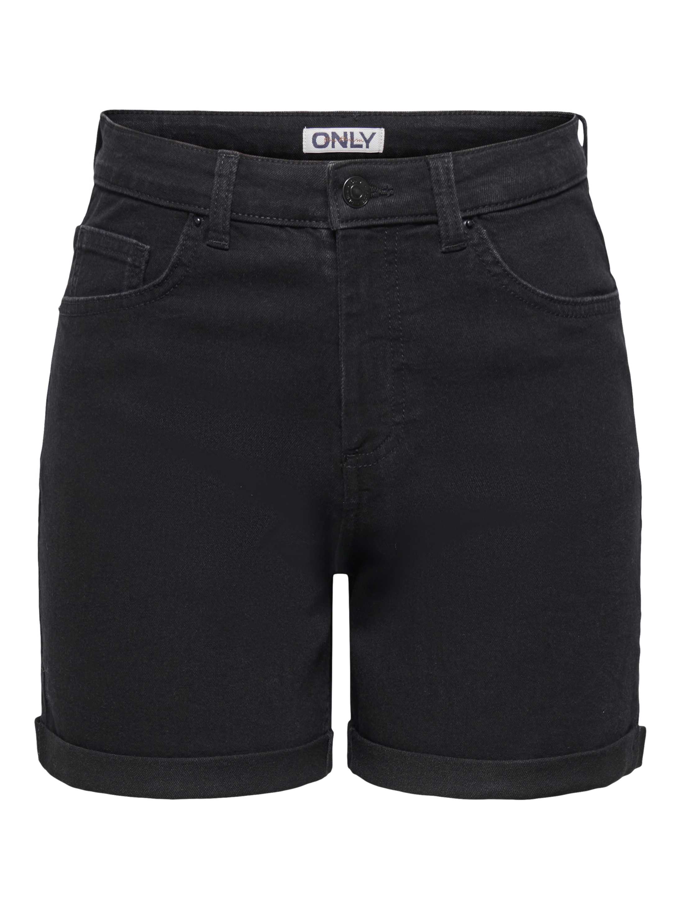 Image of ONLY Jeansshorts "ONLLAURA HW FOLD UP SHORT BOX DNM" Baumwoll-Denim mit Stretch, regular fit, high waist