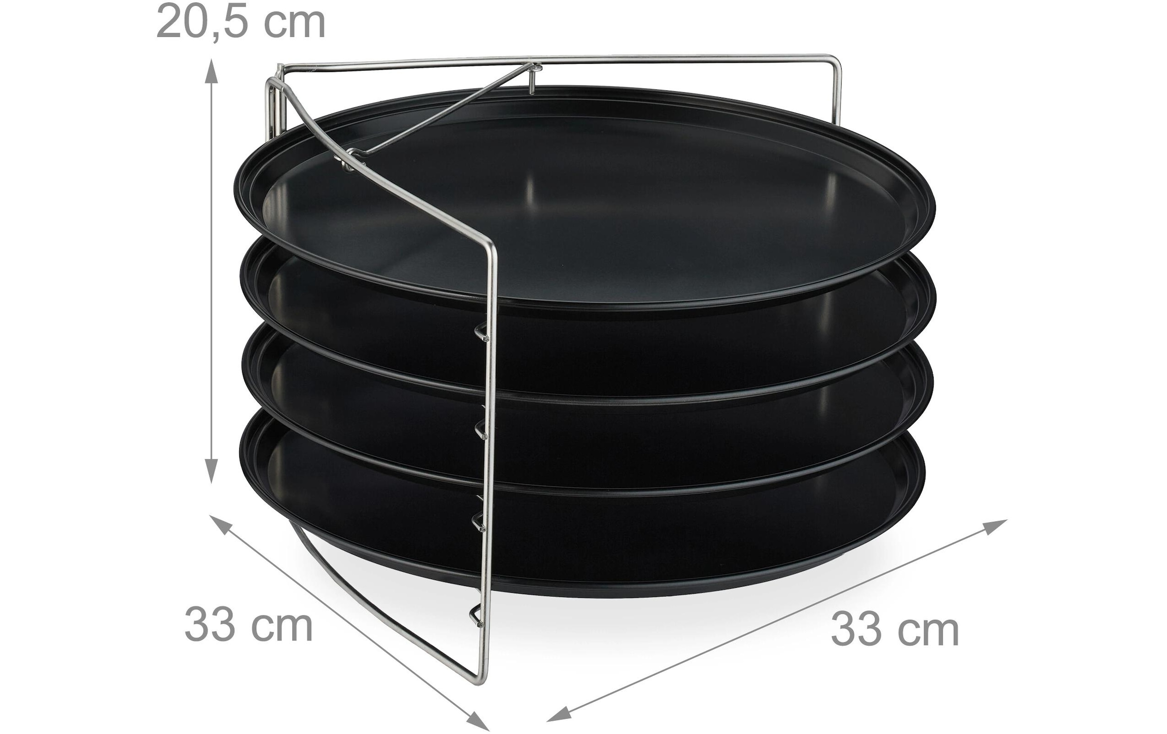 relaxdays Pizzablech »4er-Set mit Gestell« Edelstahl | Stahl