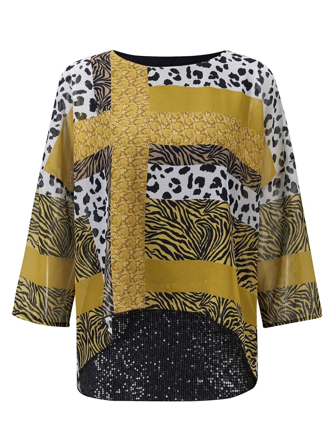 Bluse mit Mix aus verschiedenen Tierfellmustern