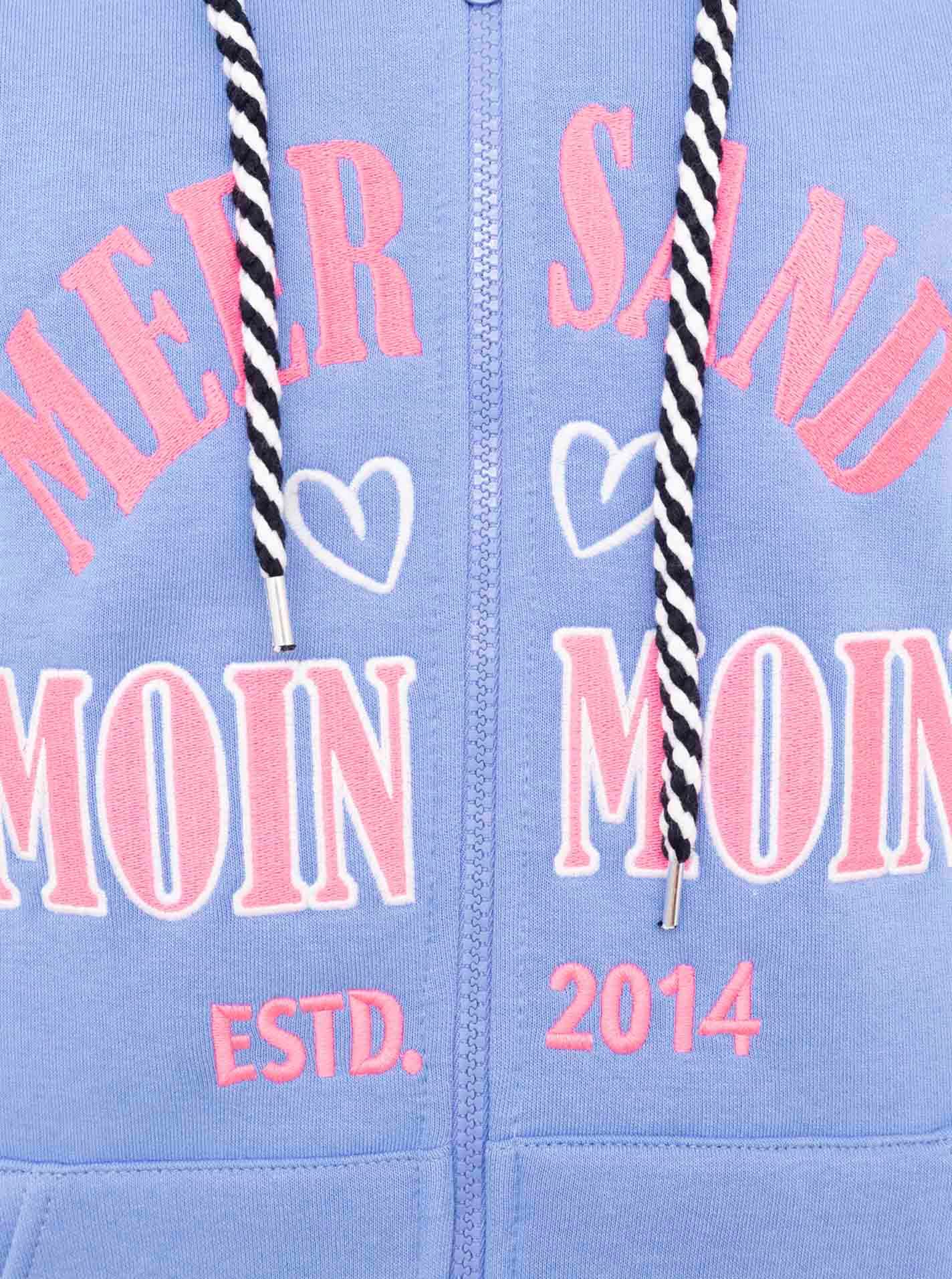Zwillingsherz Veste sweat »"Moin Moin"« capuche, manches longues, fermeture éclair, mode, marin, cordon de serrage
